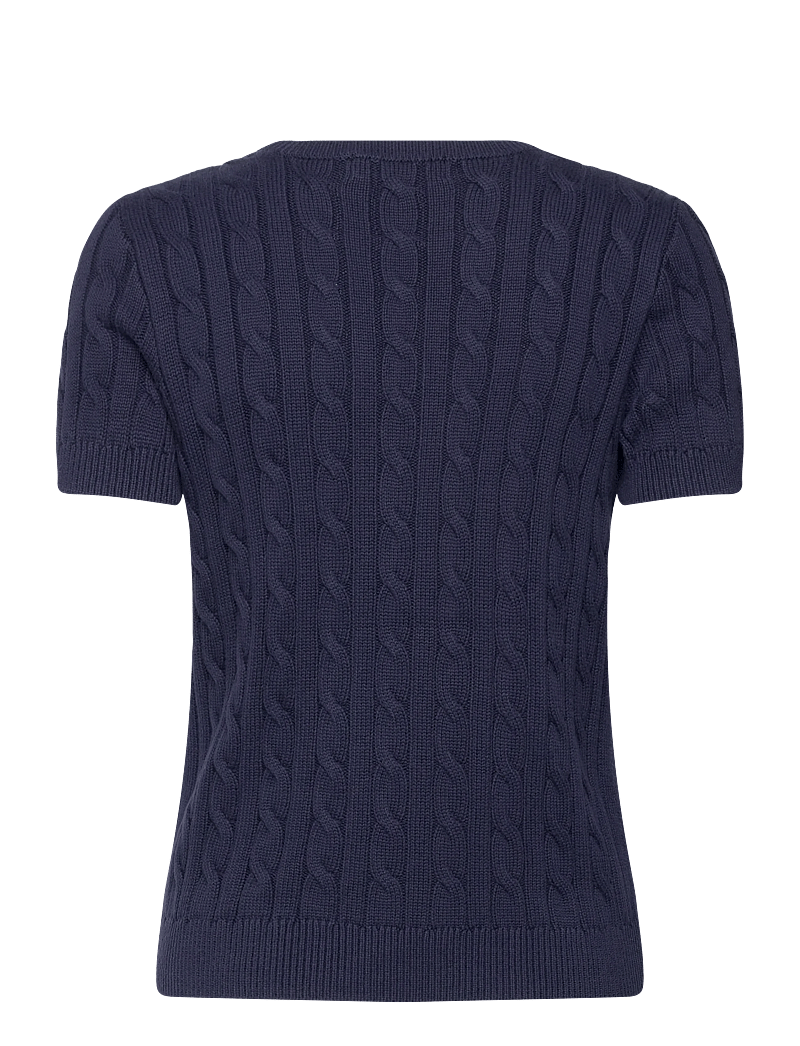 Lauren Ralph Lauren - Cable-Knit Cotton Short-Sleeve Sweater - striktrøjer - refined navy - 1