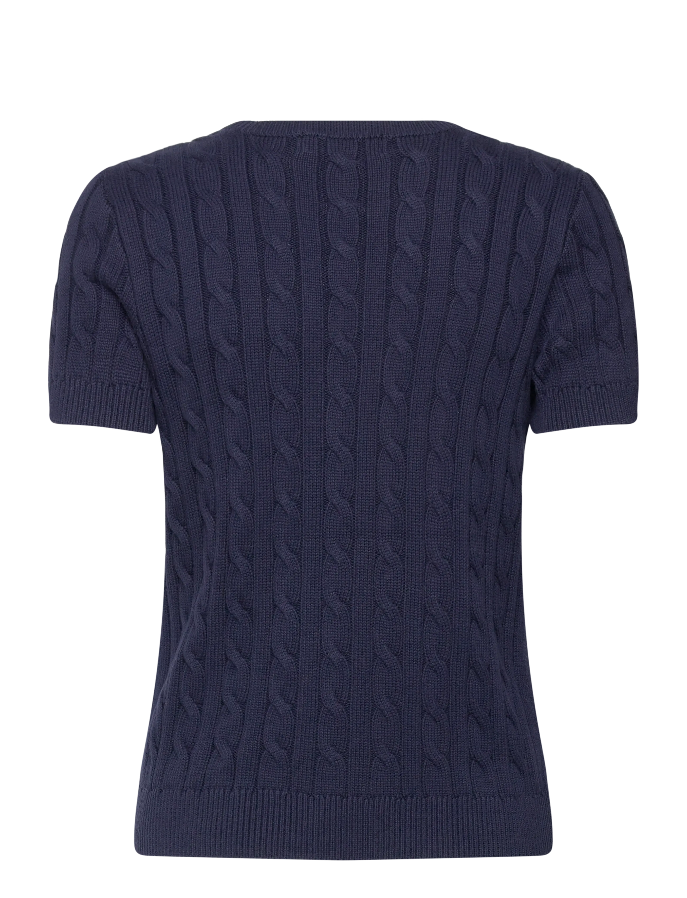 Lauren Ralph Lauren - Cable-Knit Cotton Short-Sleeve Sweater - striktrøjer - refined navy - 2