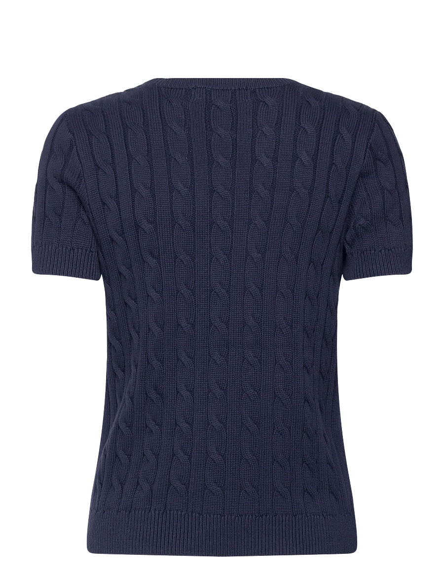 Lauren Ralph Lauren - Cable-Knit Cotton Short-Sleeve Sweater - striktrøjer - refined navy - 2