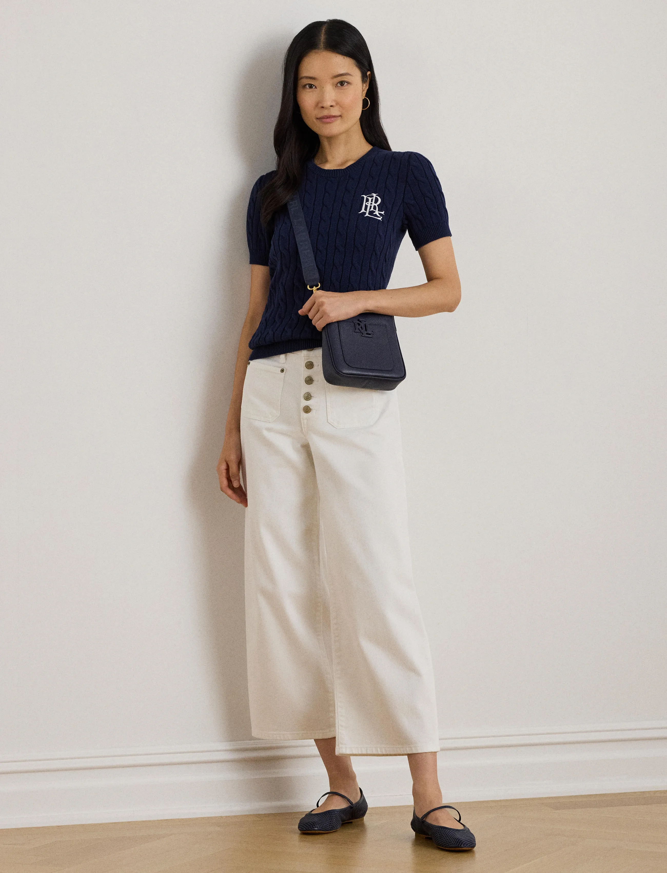 Lauren Ralph Lauren Cable-Knit Cotton Short-Sleeve Sweater - Strickmode - REFINED NAVY / navy