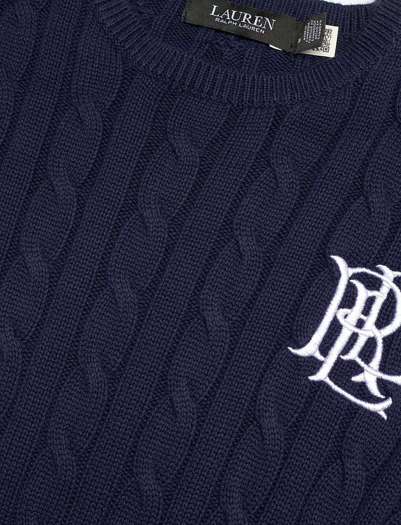 Lauren Ralph Lauren - Cable-Knit Cotton Short-Sleeve Sweater - striktrøjer - refined navy - 2