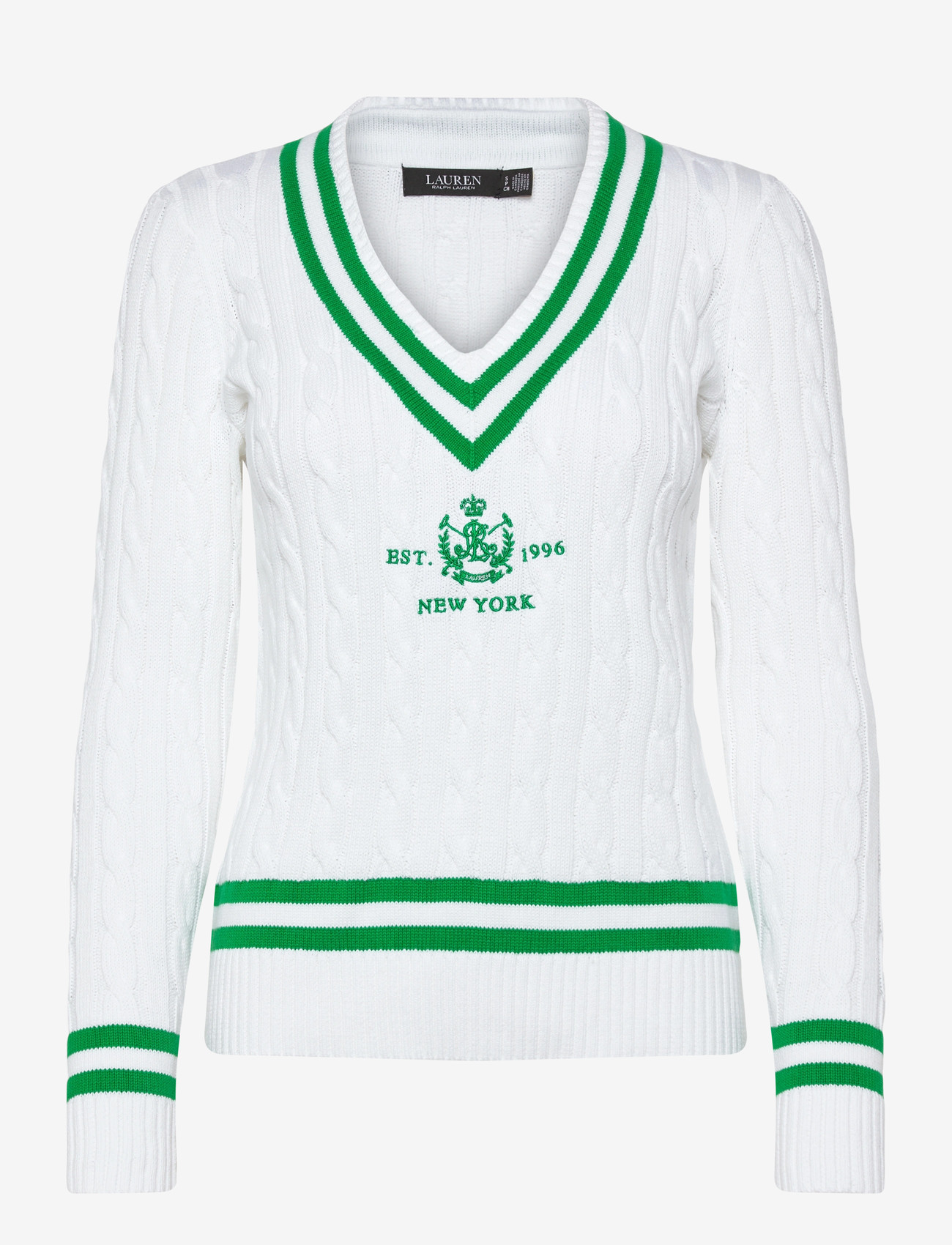 Lauren Ralph Lauren - Cable-Knit Cricket Sweater - pullover - white/stem - 0