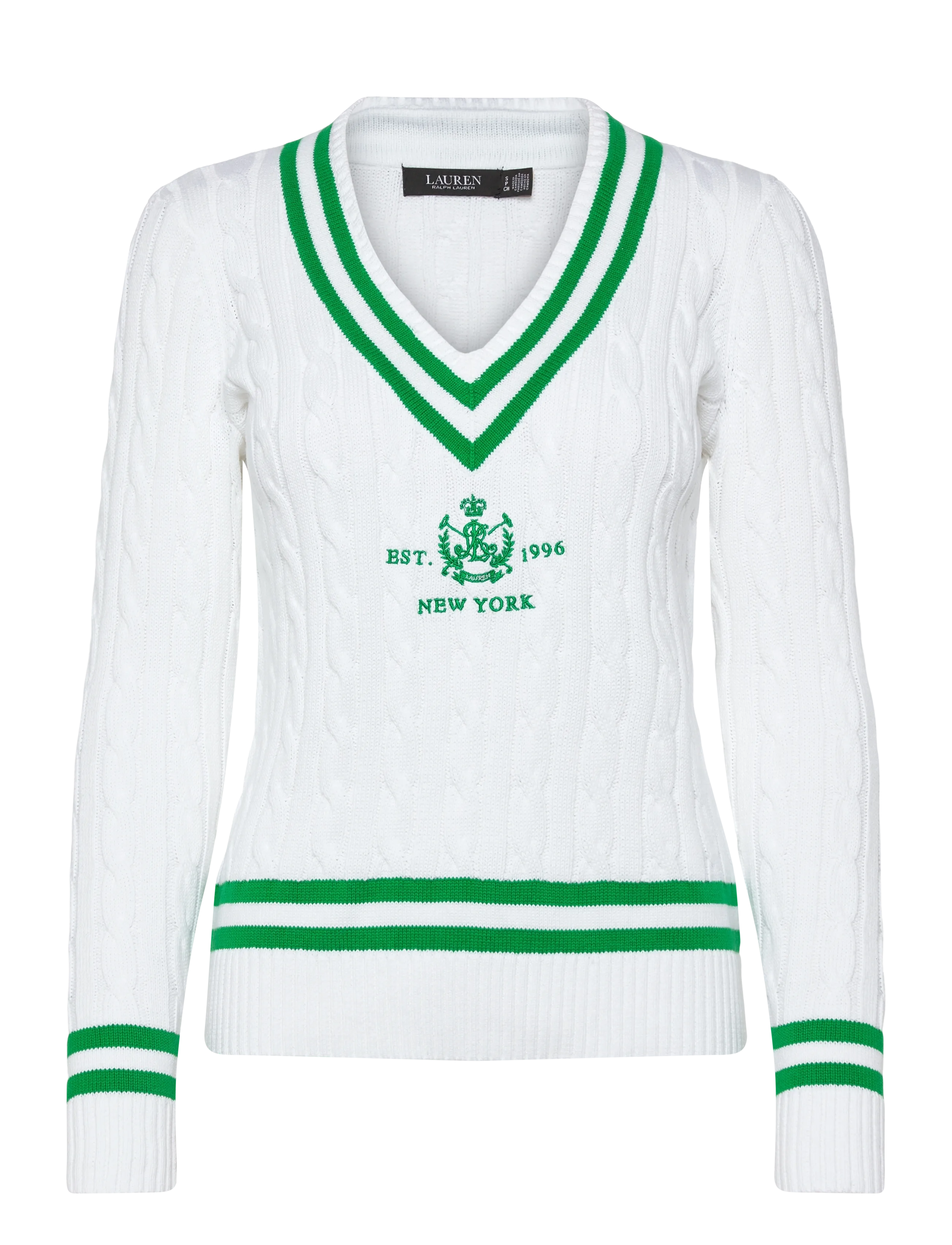 Lauren Ralph Lauren Cable-Knit Cricket Sweater - Strickmode - WHITE/STEM / white