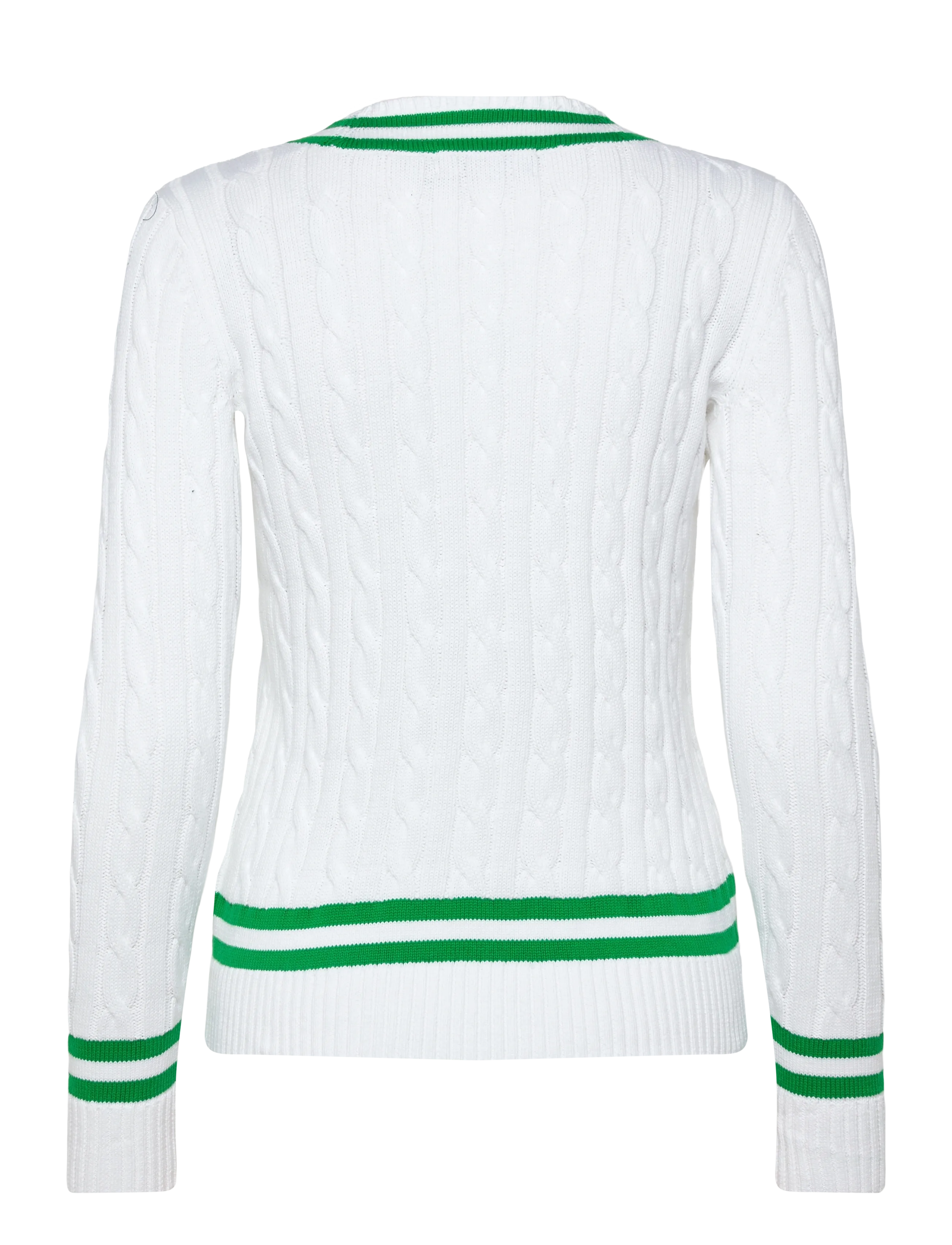 Lauren Ralph Lauren - Cable-Knit Cricket Sweater - swetry - white/stem - 2