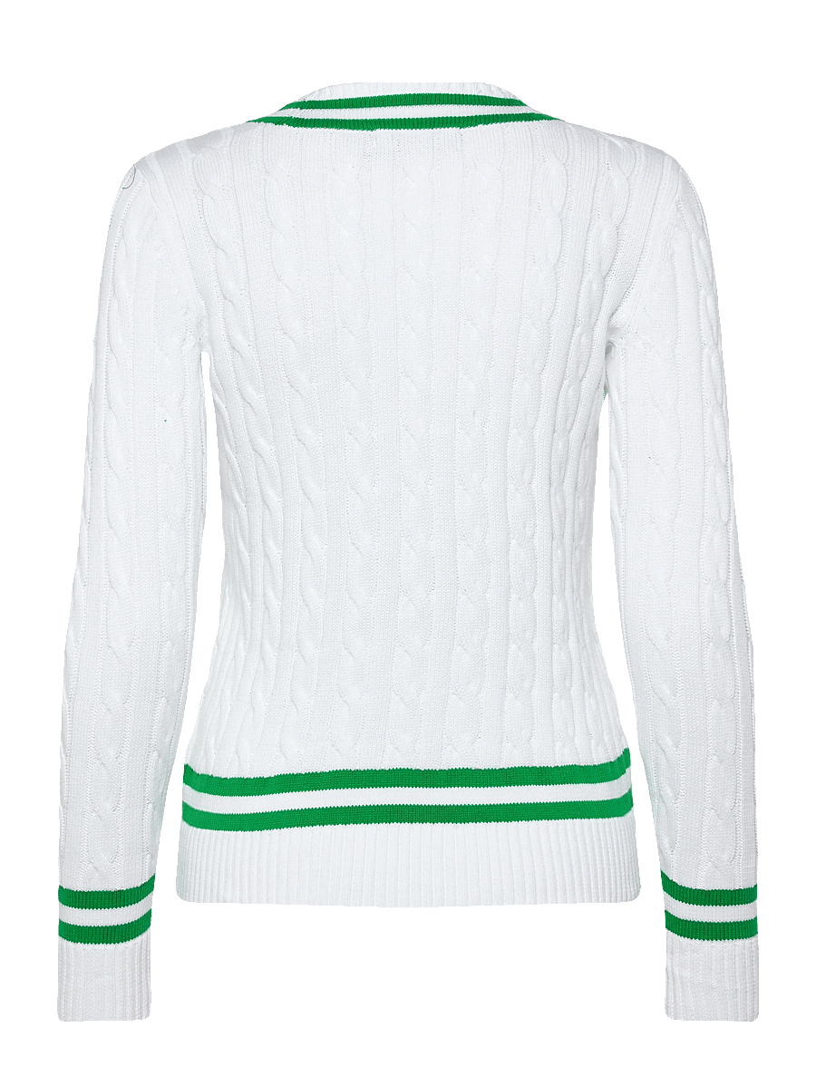 Lauren Ralph Lauren - Cable-Knit Cricket Sweater - swetry - white/stem - 2