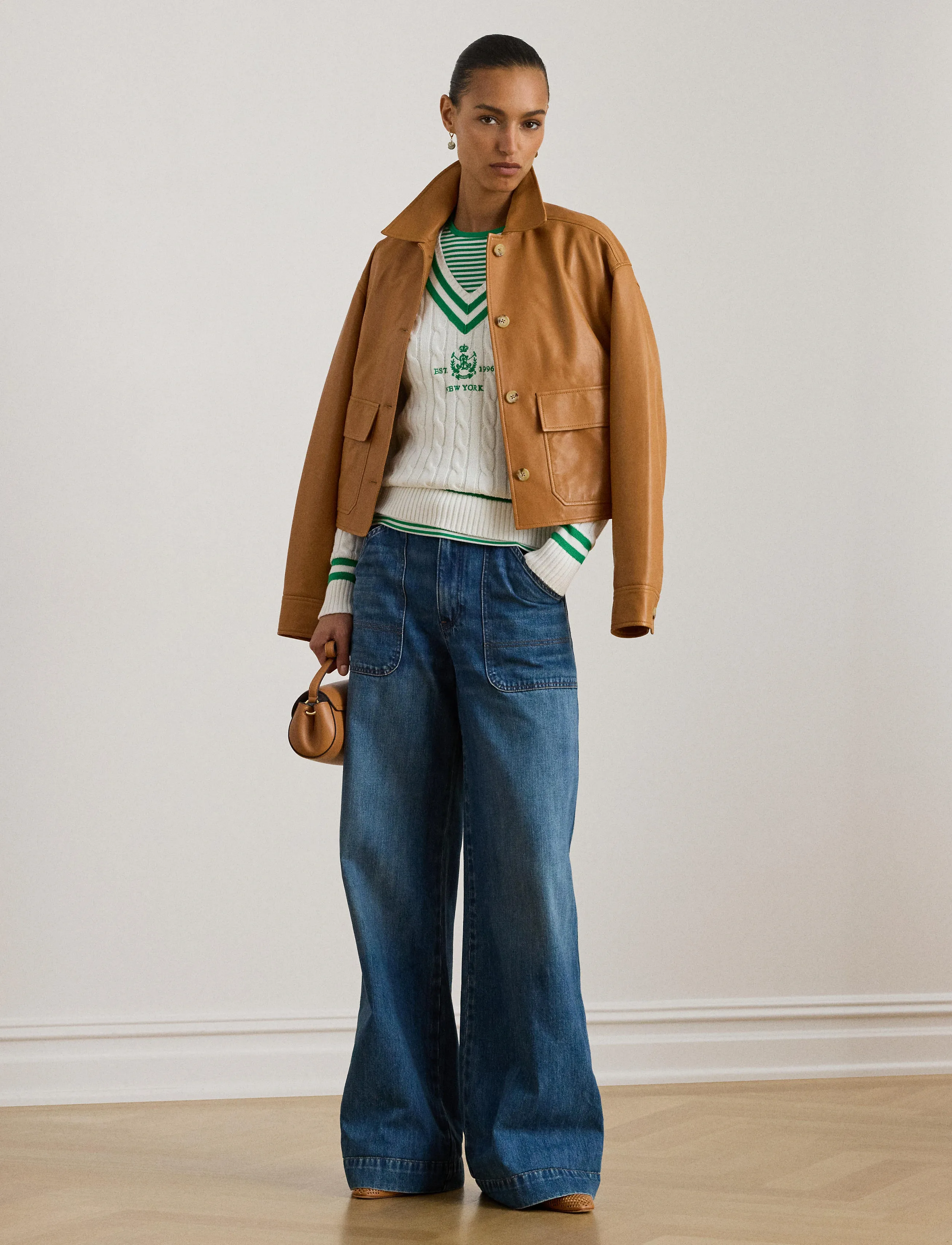 Lauren Ralph Lauren Cable-Knit Cricket Sweater, Kabelstrikket Cricket Sweater, Hvid, Str: S