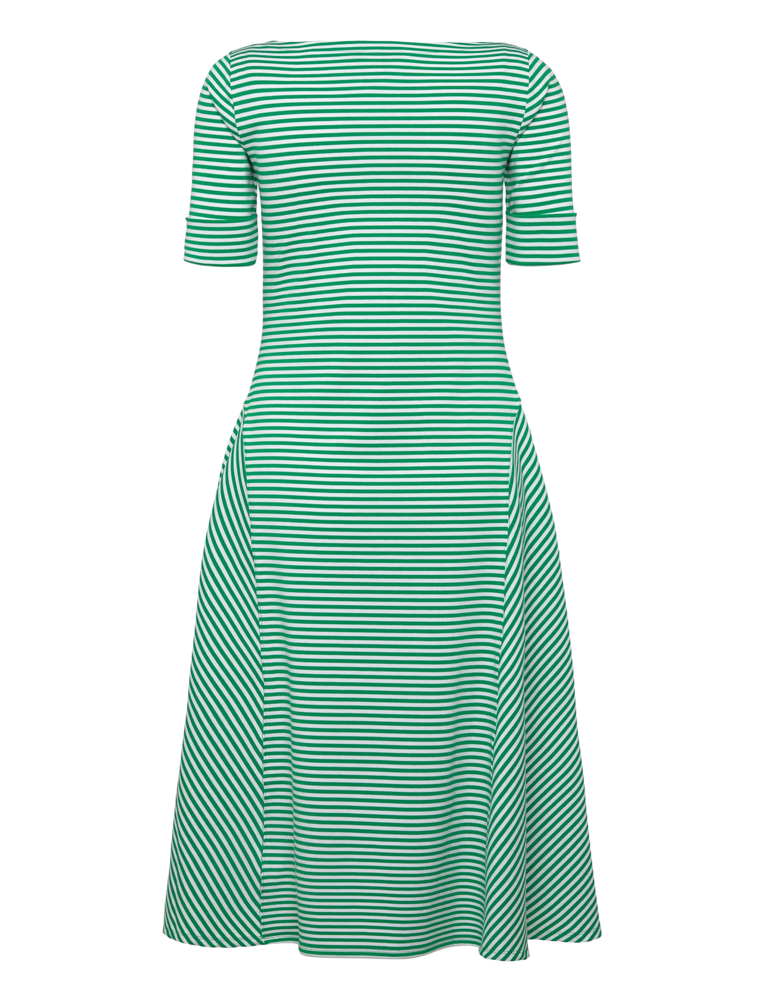 Lauren Ralph Lauren - Striped Stretch Cotton Ribbed Midi Dress - robes t-shirt - stem/white - 2