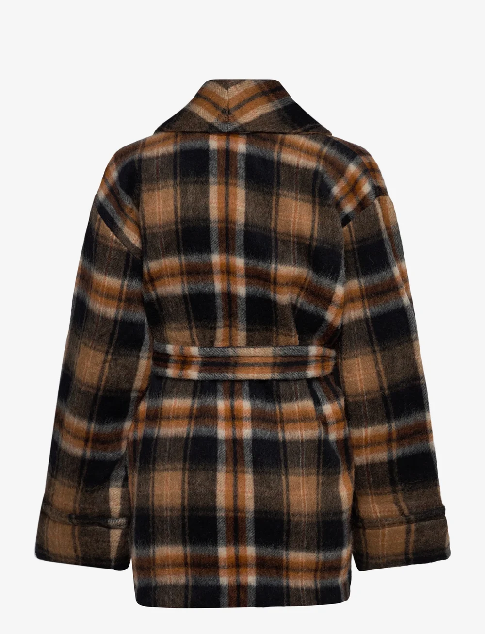 Lauren Ralph Lauren - Plaid Wool-Blend Shawl-Collar Wrap Coat - uldfrakker - navy/cinnamon mul - 1