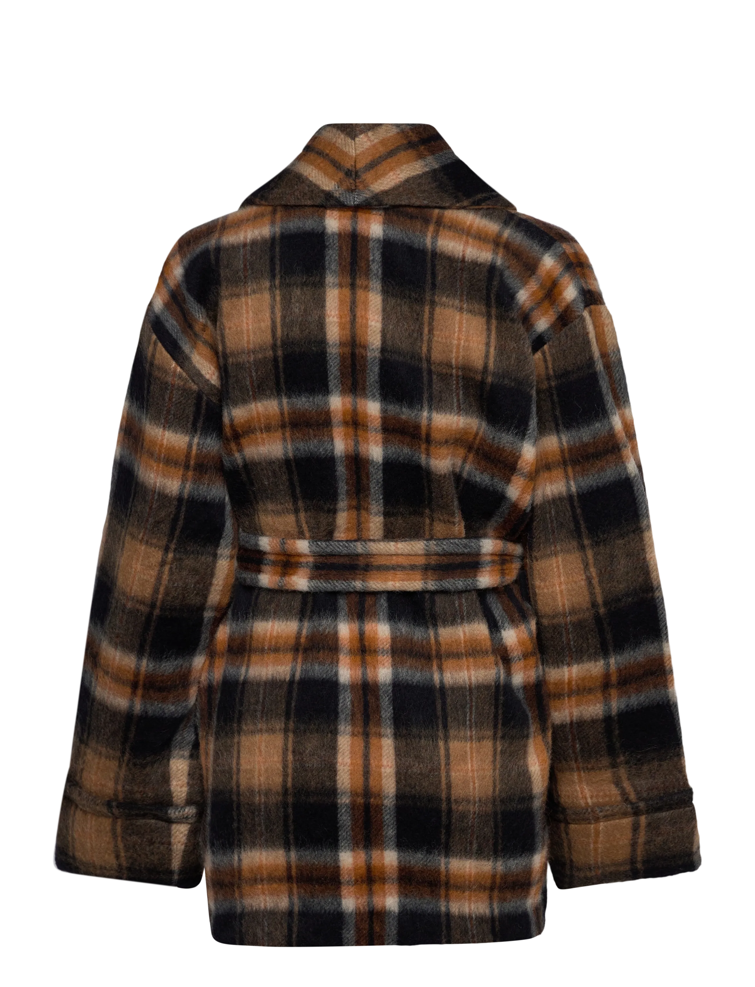 Lauren Ralph Lauren - Plaid Wool-Blend Shawl-Collar Wrap Coat - winter jackets - navy/cinnamon mul - 1