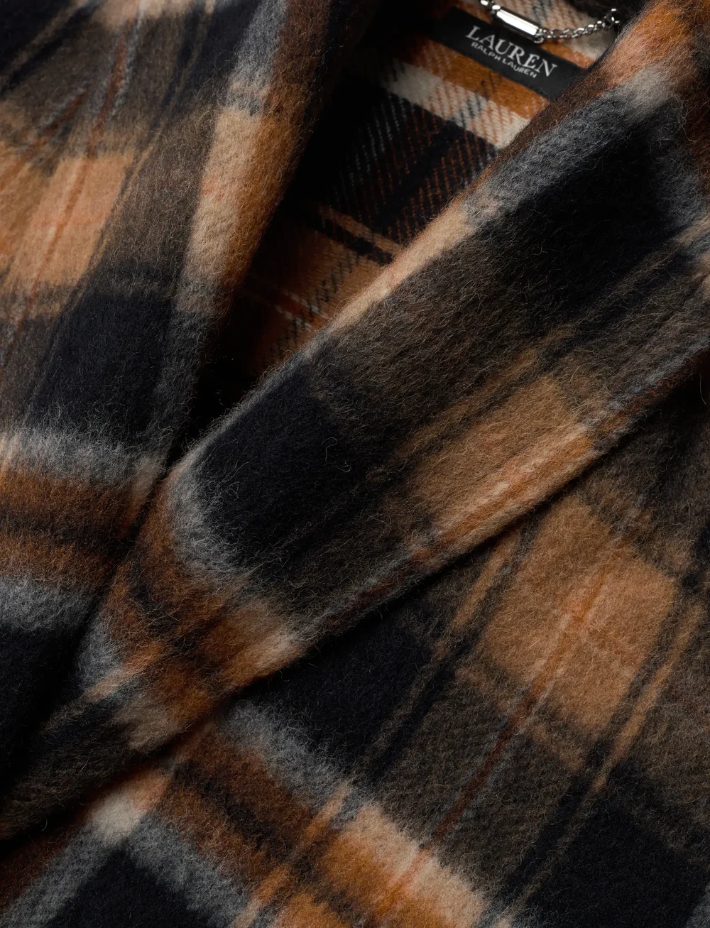 Lauren Ralph Lauren - Plaid Wool-Blend Shawl-Collar Wrap Coat - uldfrakker - navy/cinnamon mul - 3