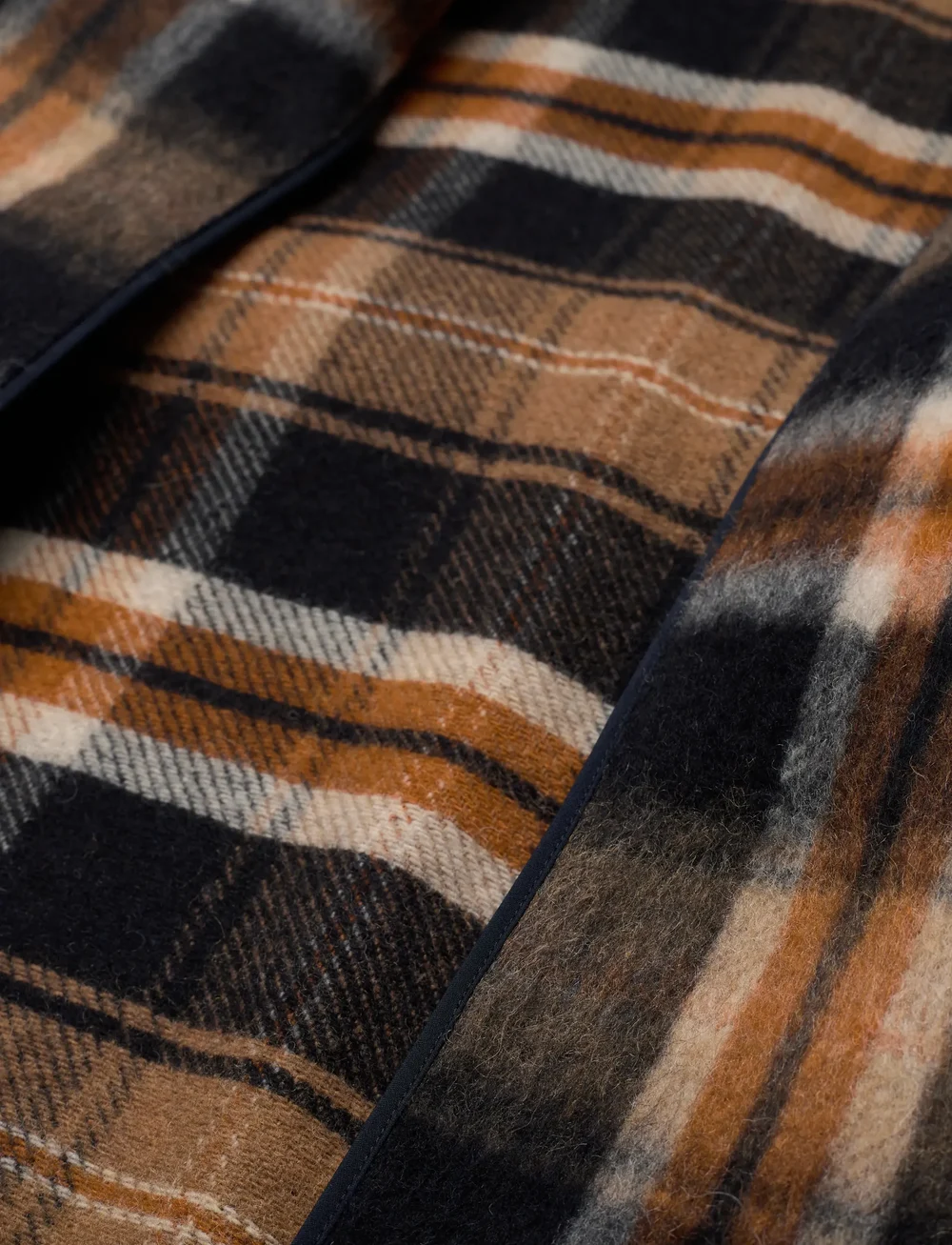 Lauren Ralph Lauren - Plaid Wool-Blend Shawl-Collar Wrap Coat - uldfrakker - navy/cinnamon mul - 4