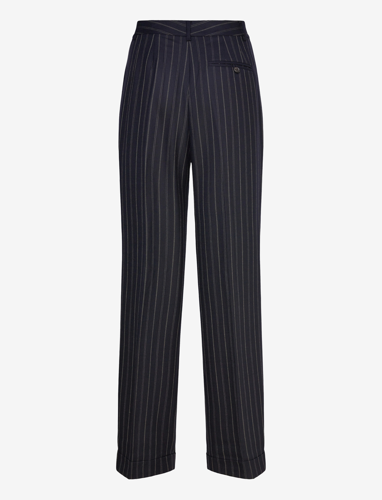 Lauren Ralph Lauren - Striped Pleated Wool-Blend Twill Pant - pidulikud püksid - navy/cream - 1