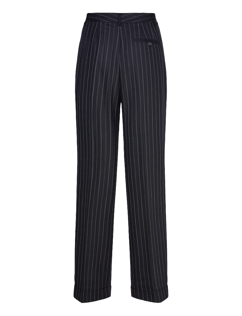 Lauren Ralph Lauren - Striped Pleated Wool-Blend Twill Pant - pidulikud püksid - navy/cream - 1