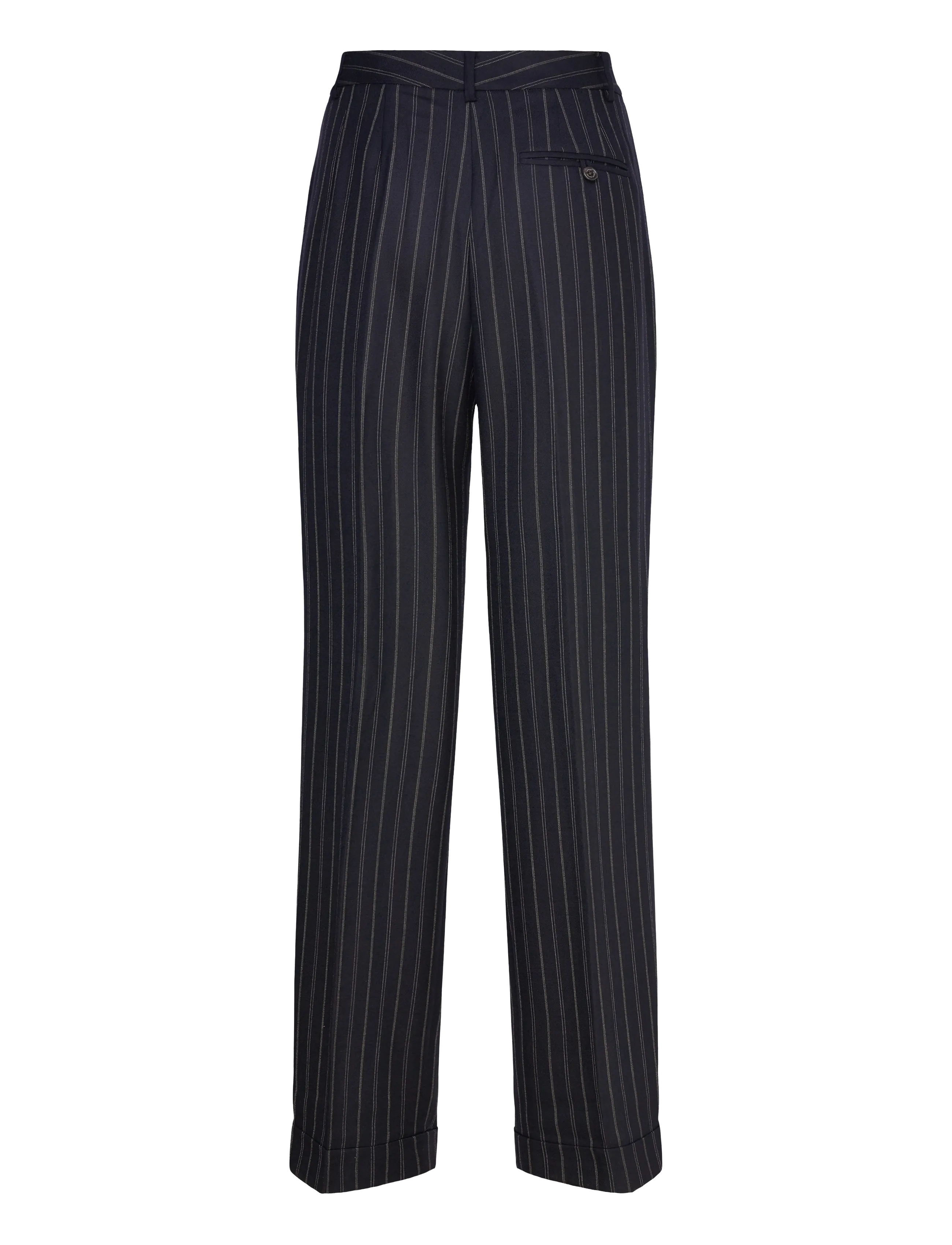 Lauren Ralph Lauren - Striped Pleated Wool-Blend Twill Pant - tailored trousers - navy/cream - 2