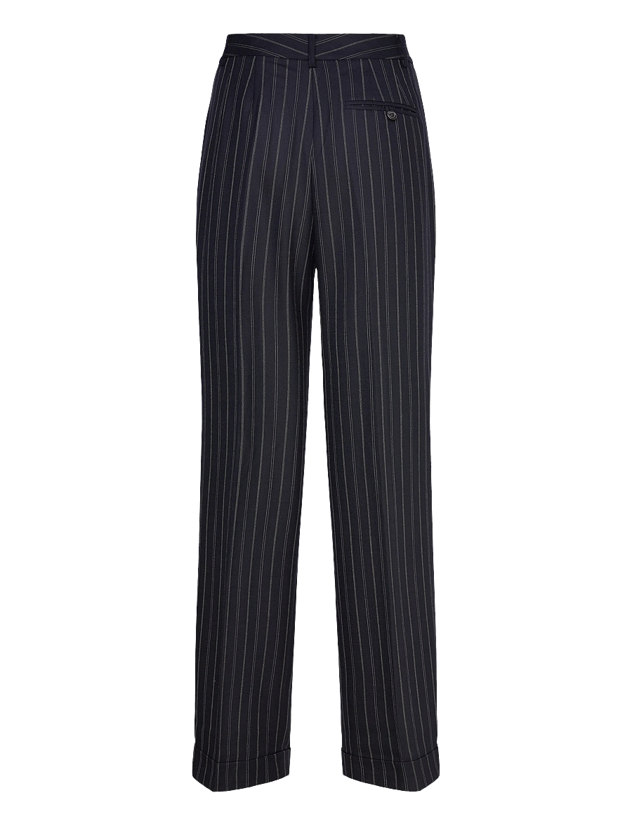 Lauren Ralph Lauren - Striped Pleated Wool-Blend Twill Pant - anzugshosen - navy/cream - 2