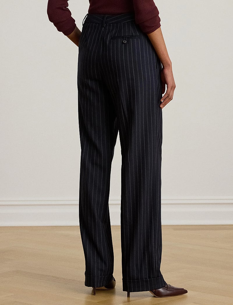 Lauren Ralph Lauren - Striped Pleated Wool-Blend Twill Pant - formell - navy/cream - 3