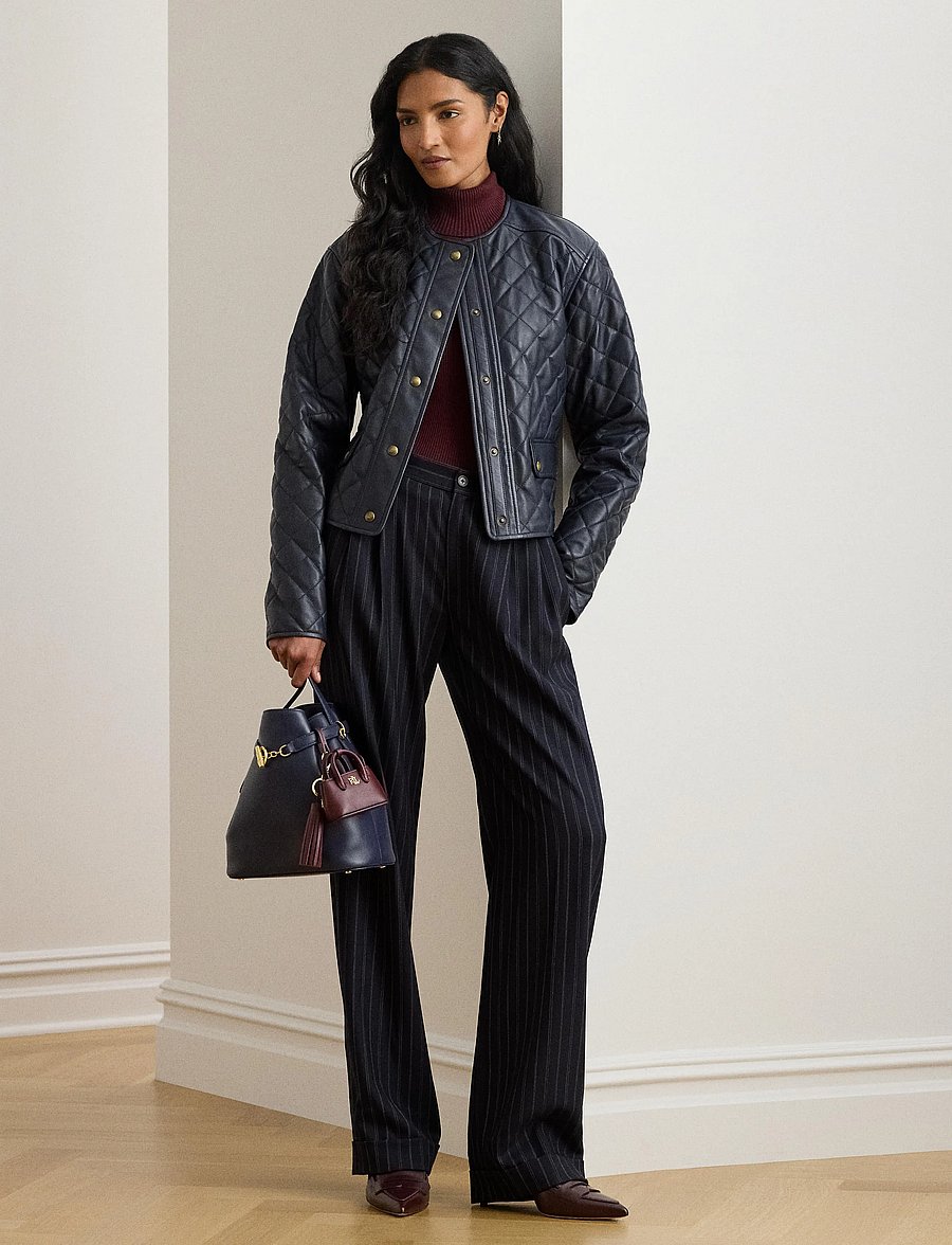 Lauren Ralph Lauren - Striped Pleated Wool-Blend Twill Pant - anzugshosen - navy/cream - 5