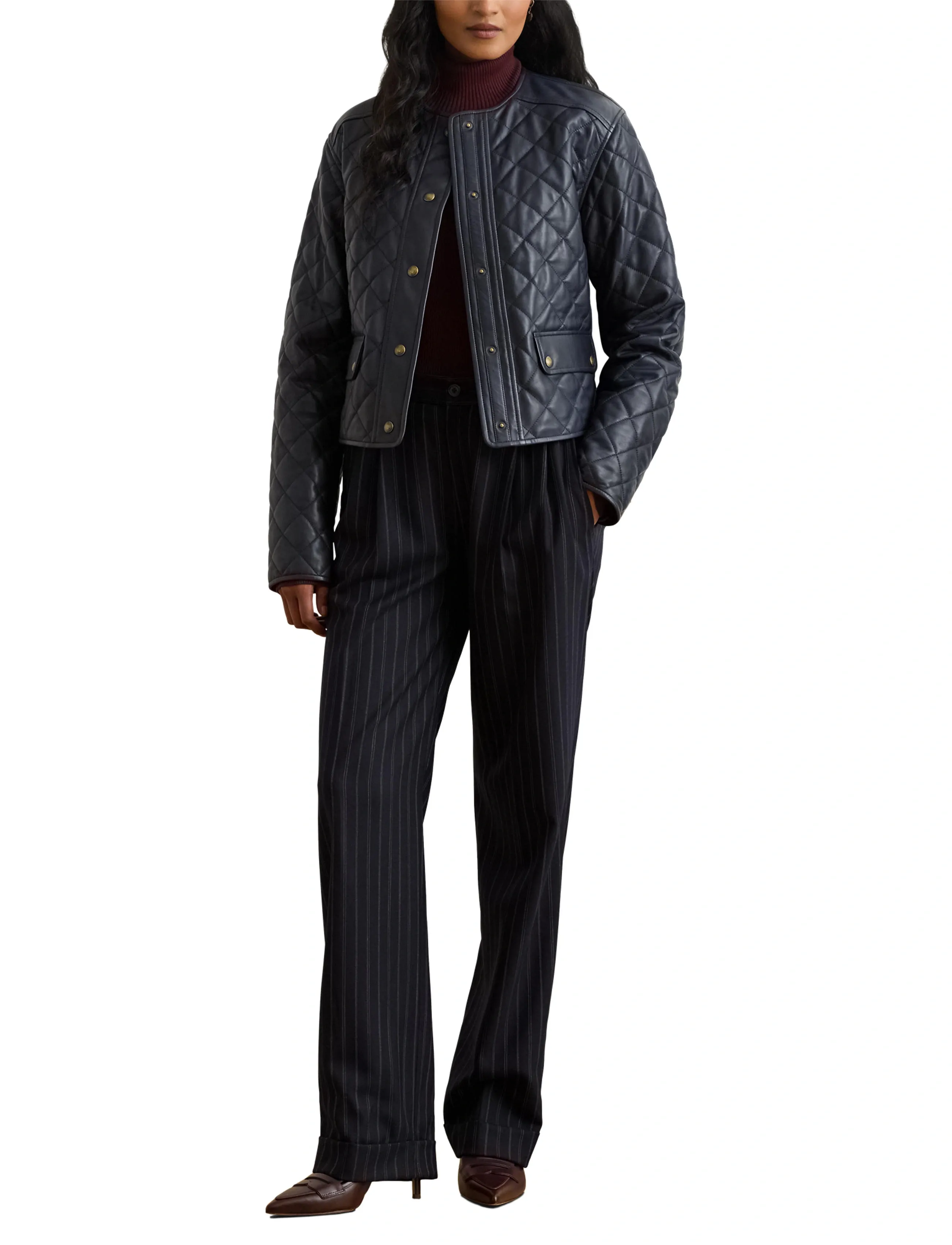 Lauren Ralph Lauren Striped Pleated Wool-Blend Twill Pant kostymbyxor dam – bild 6