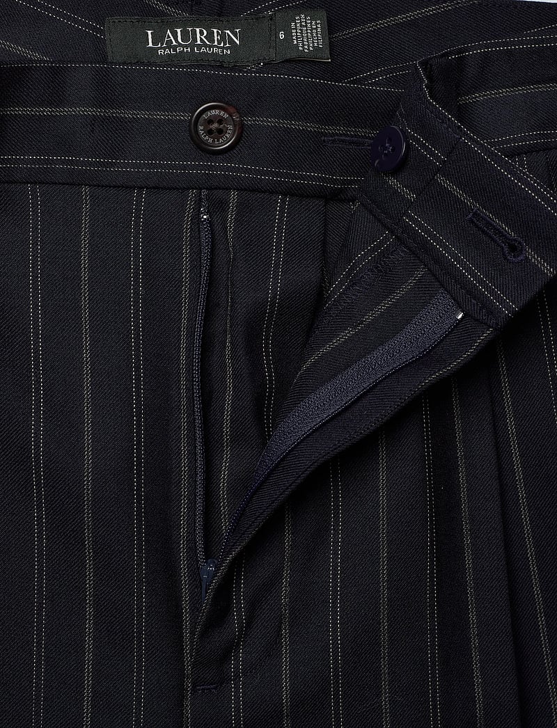 Lauren Ralph Lauren - Striped Pleated Wool-Blend Twill Pant - pidulikud püksid - navy/cream - 3