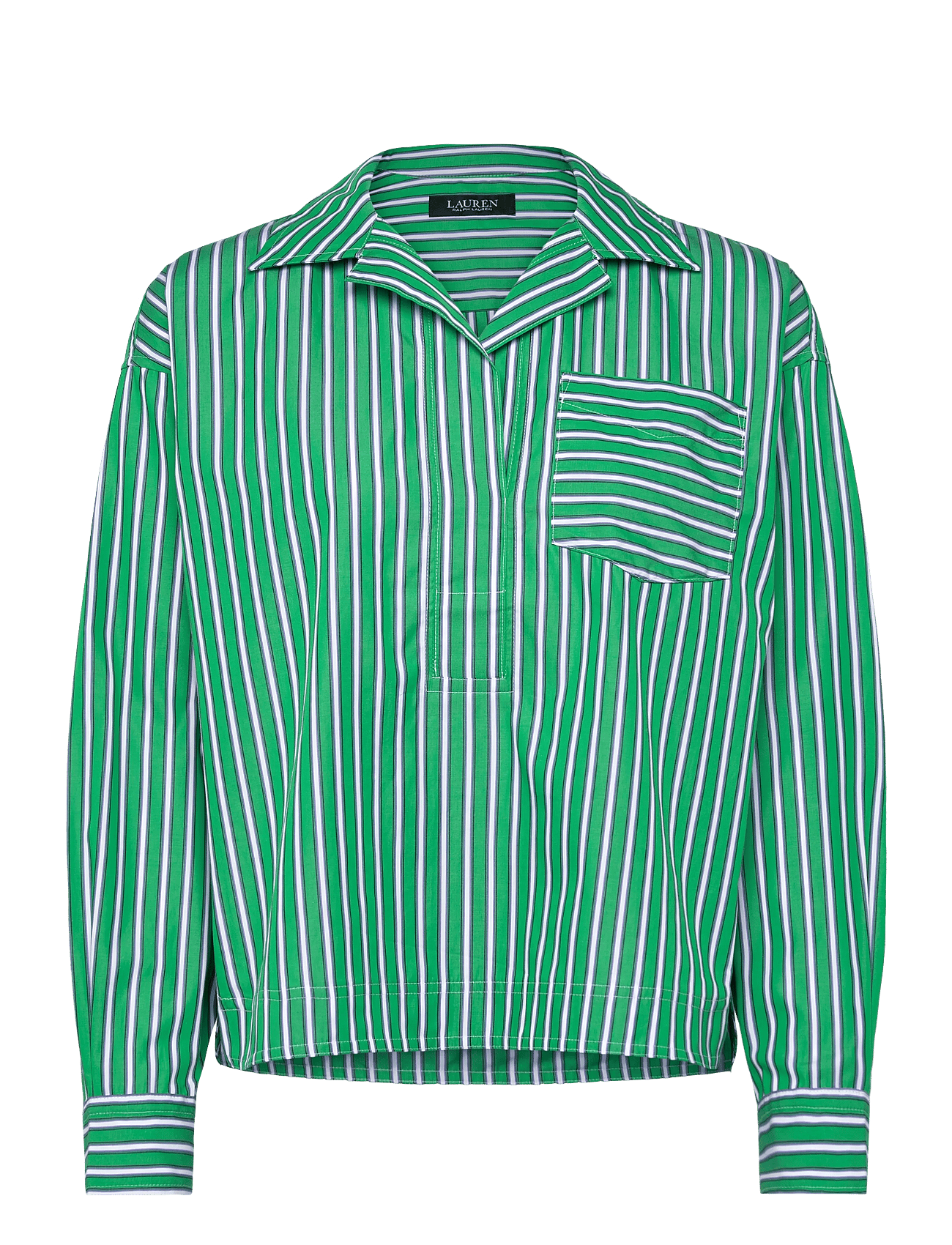 Lauren Ralph Lauren | Striped Cotton Broadcloth Cropped Shirt | XL