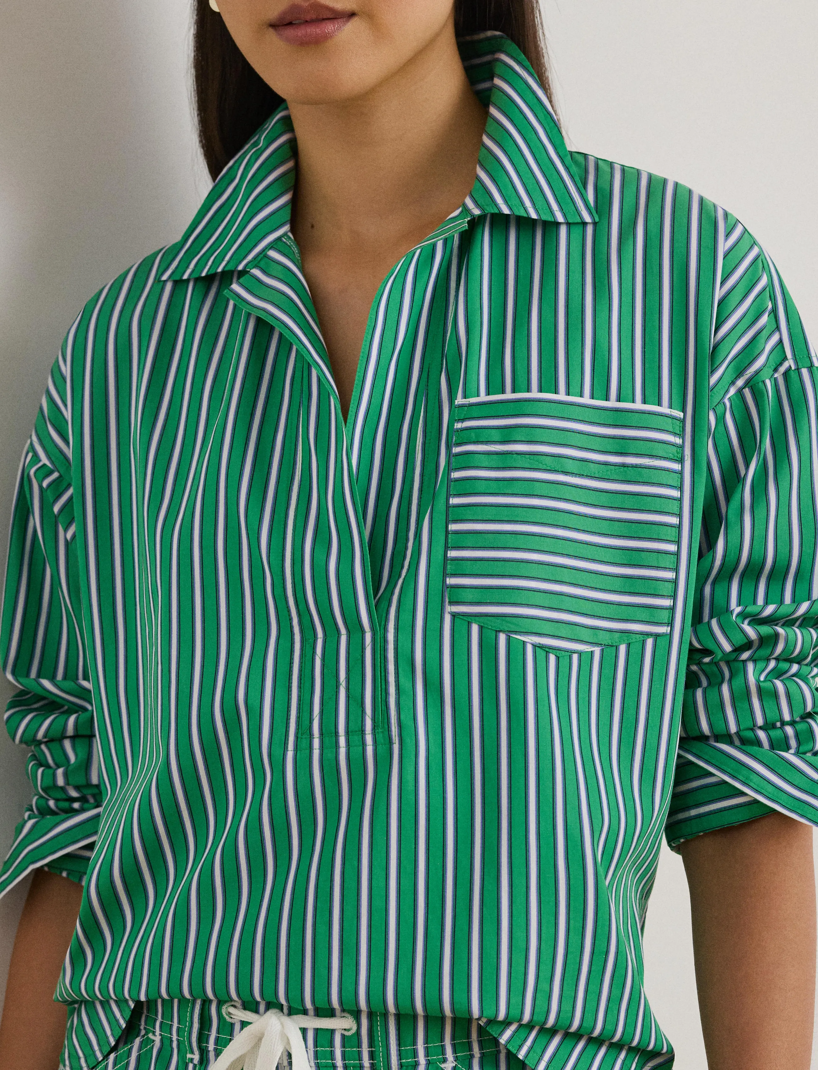 Lauren Ralph Lauren Striped Cotton Broadcloth Cropped Shirt skjortor dam – bild 3
