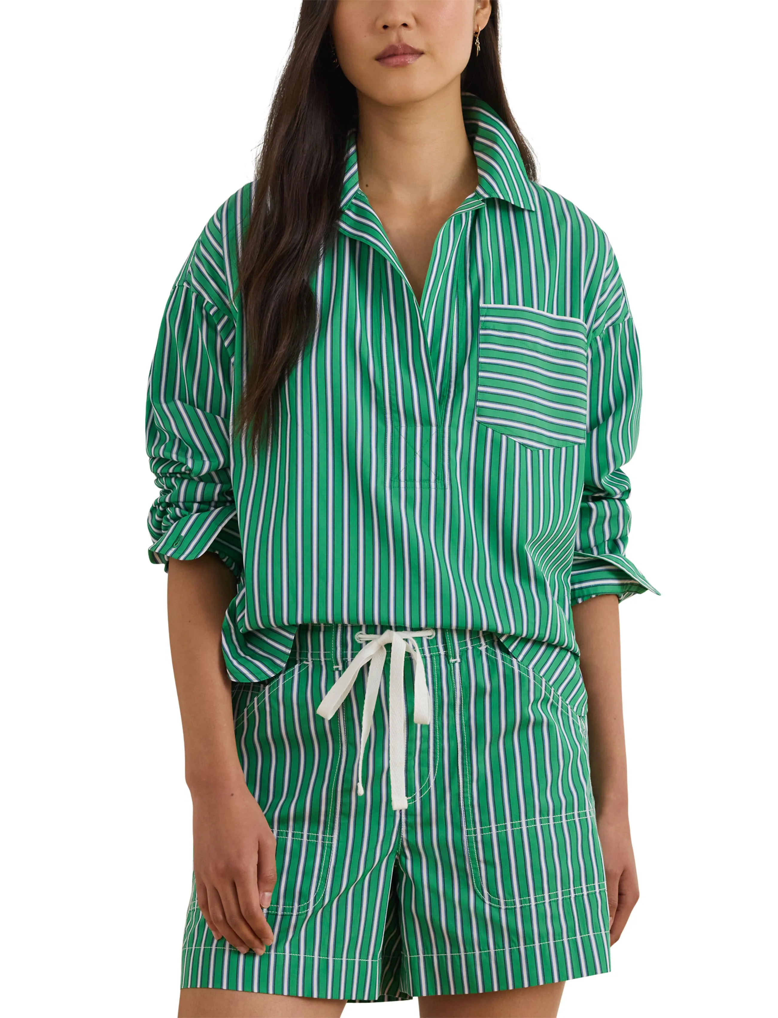 Lauren Ralph Lauren Striped Cotton Broadcloth Cropped Shirt skjortor dam – bild 5