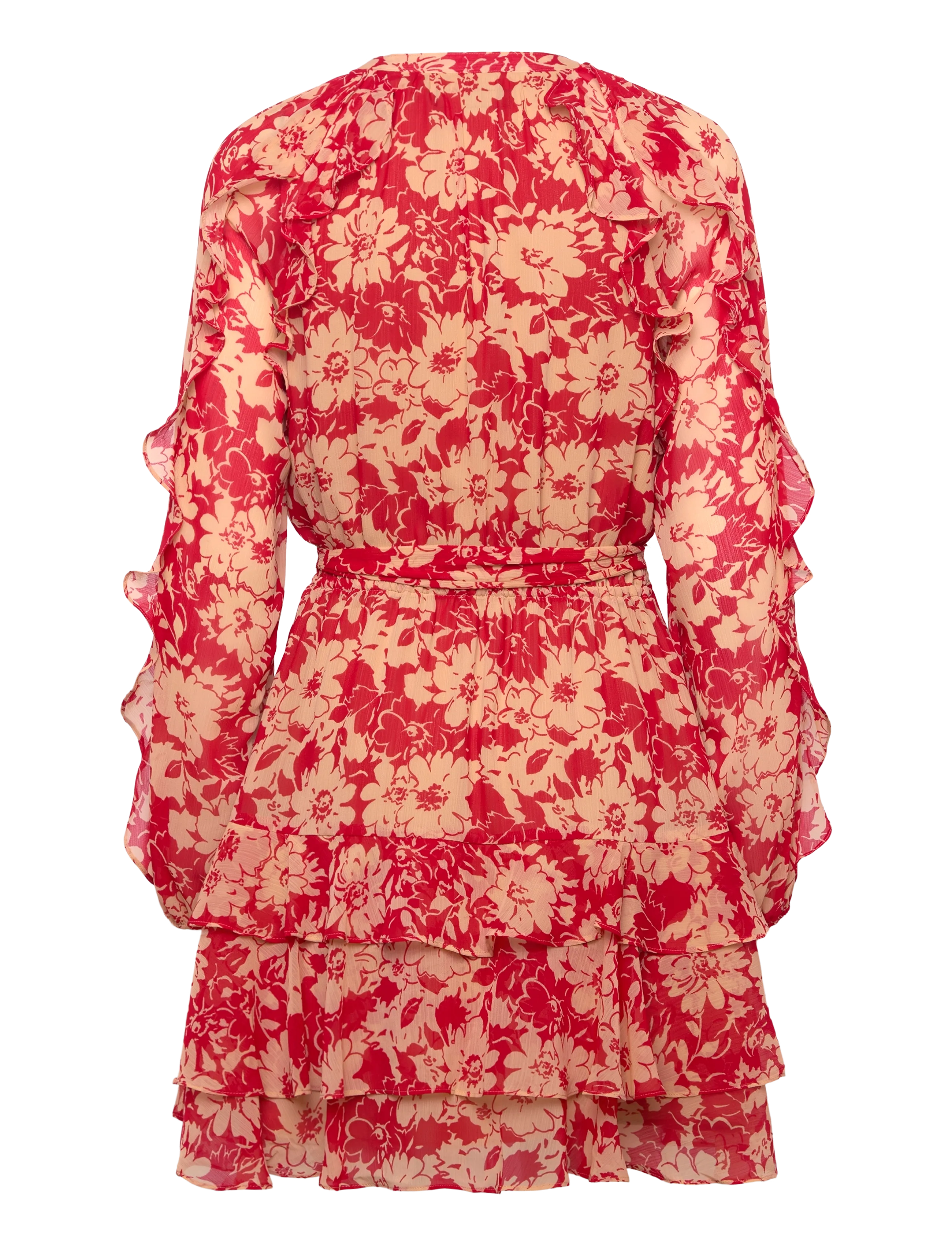 Lauren Ralph Lauren - Print Ruffle-Trim Georgette Tiered Dress - midi kjoler - red/tan - 2