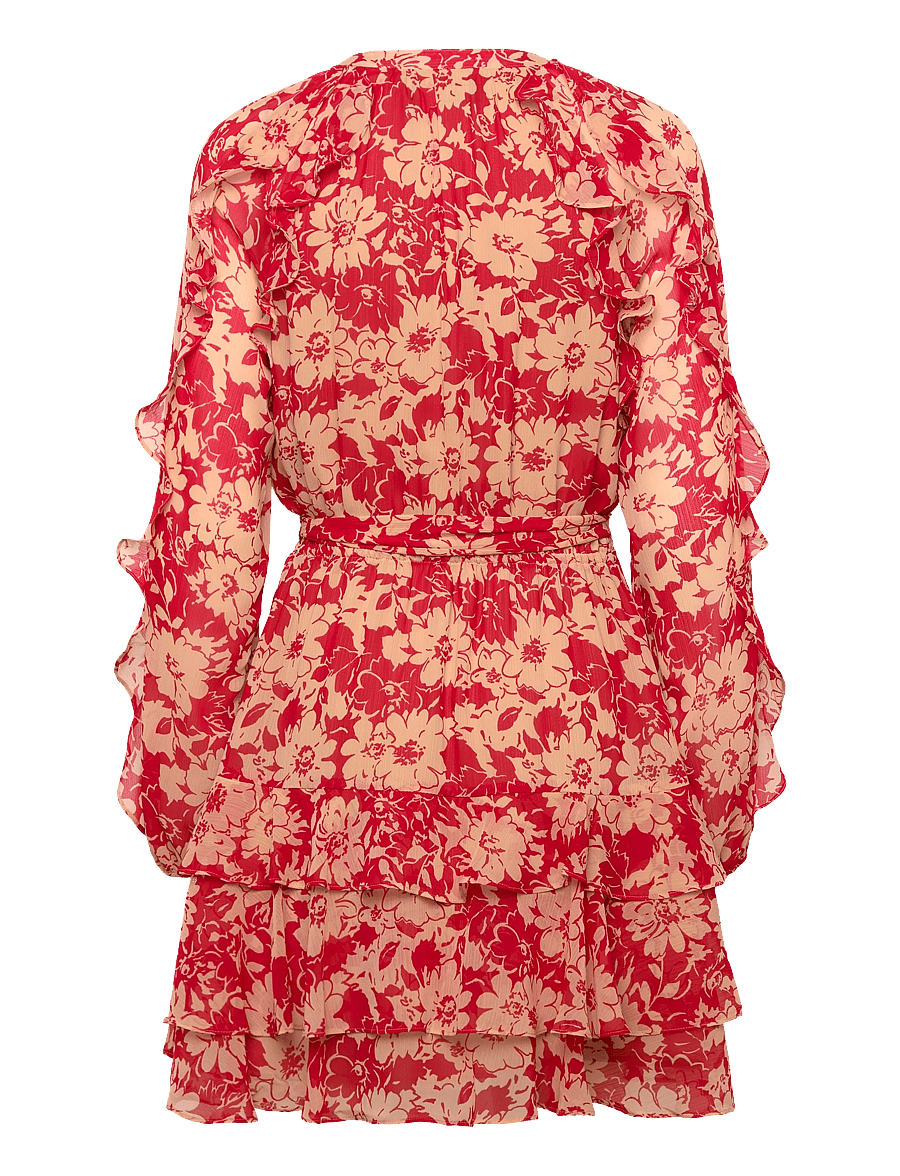 Lauren Ralph Lauren - Print Ruffle-Trim Georgette Tiered Dress - midi kjoler - red/tan - 2