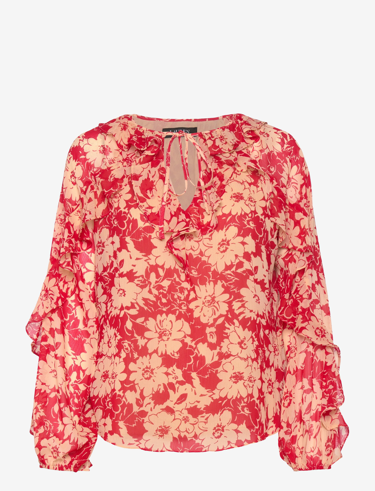 Lauren Ralph Lauren - POLY CRINKLE GGT 58-WVN-SHIRT - pikkade varrukatega pluusid - red/tan - 0