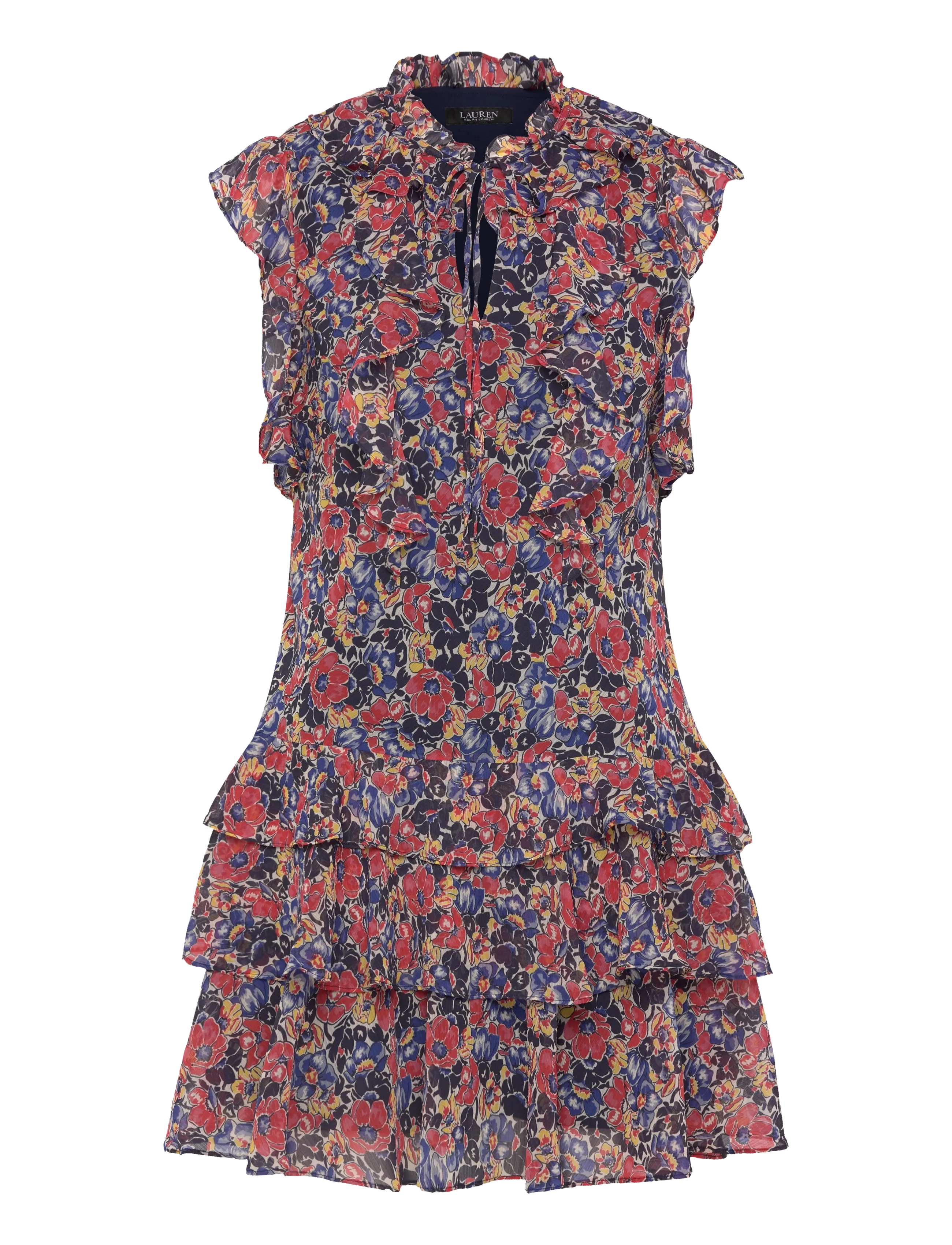 Lauren Ralph Lauren Floral Ruffle-Trim Georgette Dress - Kleider - CREAM/RED/BLUE / multi