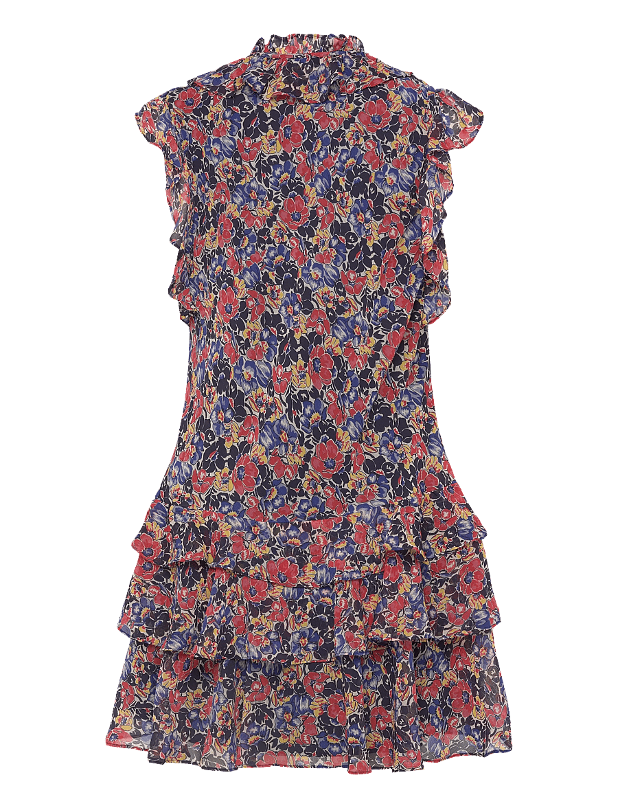 Lauren Ralph Lauren - Floral Ruffle-Trim Georgette Dress - sommerkleider - cream/red/blue - 2