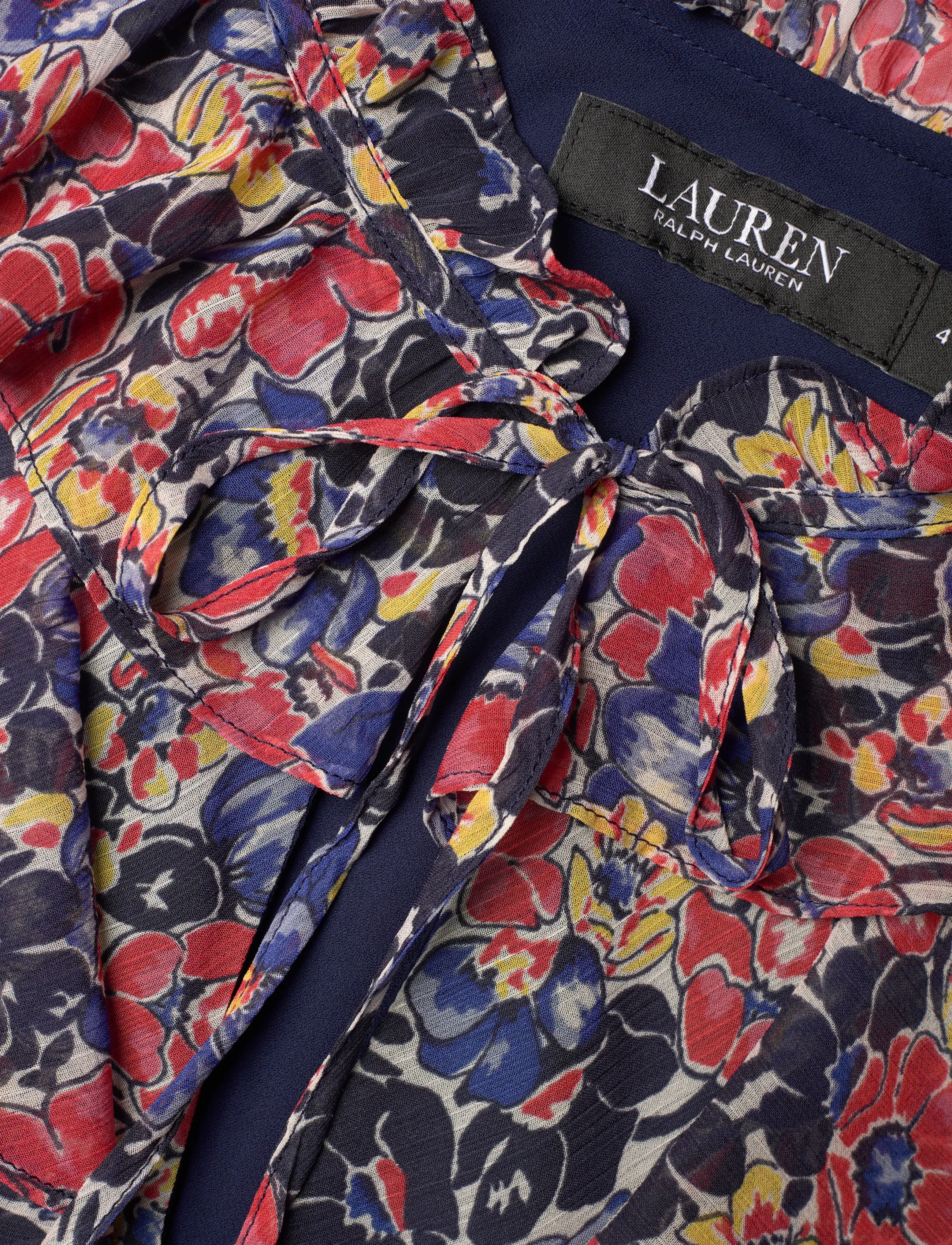 Lauren Ralph Lauren - Floral Ruffle-Trim Georgette Dress - sommerkleider - cream/red/blue - 4