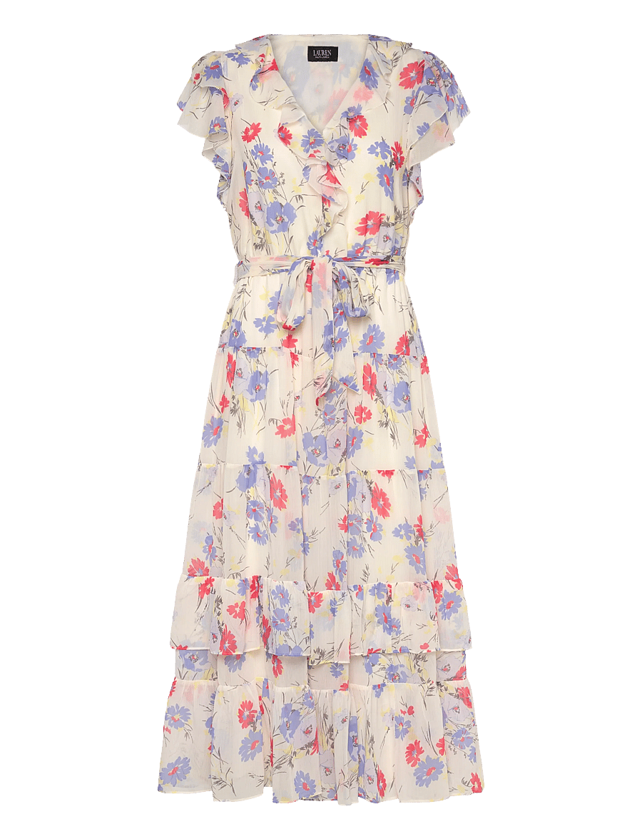Lauren Ralph Lauren - Floral Belted Georgette Tiered Dress - suvekleidid - cream multi - 1