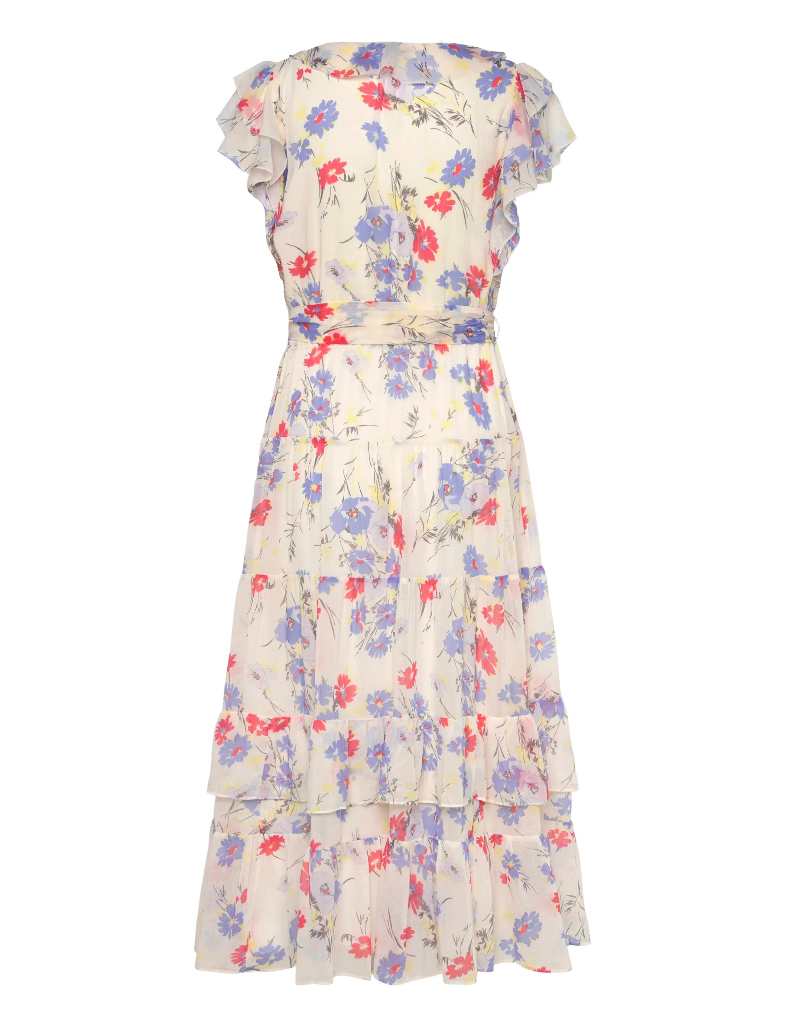 Lauren Ralph Lauren - Floral Belted Georgette Tiered Dress - sommerkleider - cream multi - 2
