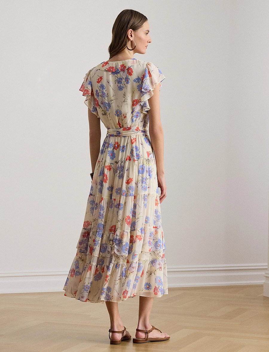 Lauren Ralph Lauren - Floral Belted Georgette Tiered Dress - suvekleidid - cream multi - 5