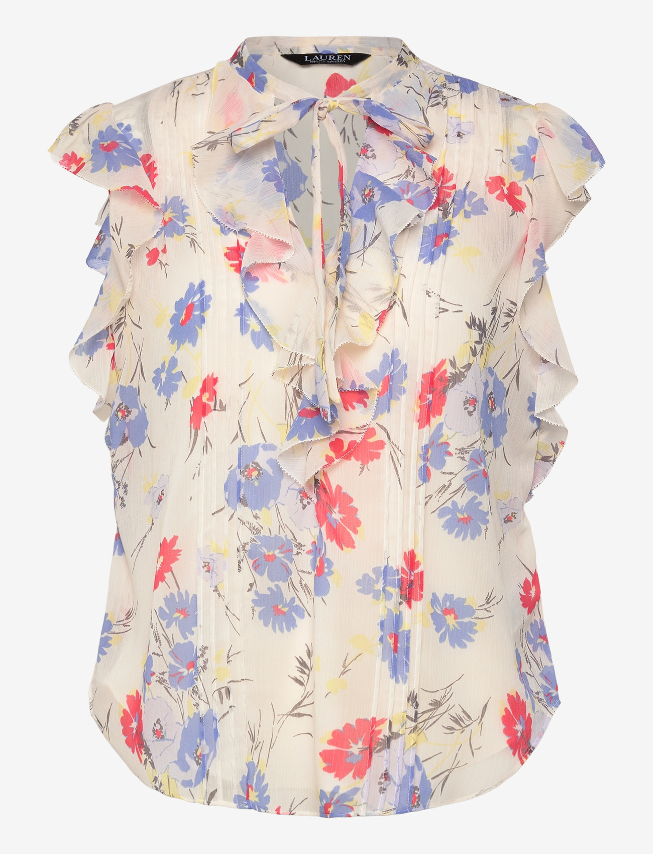 Lauren Ralph Lauren - POLY CRINKLE GGT 58-WVN-SHIRT - varrukateta pluusid - cream multi - 0