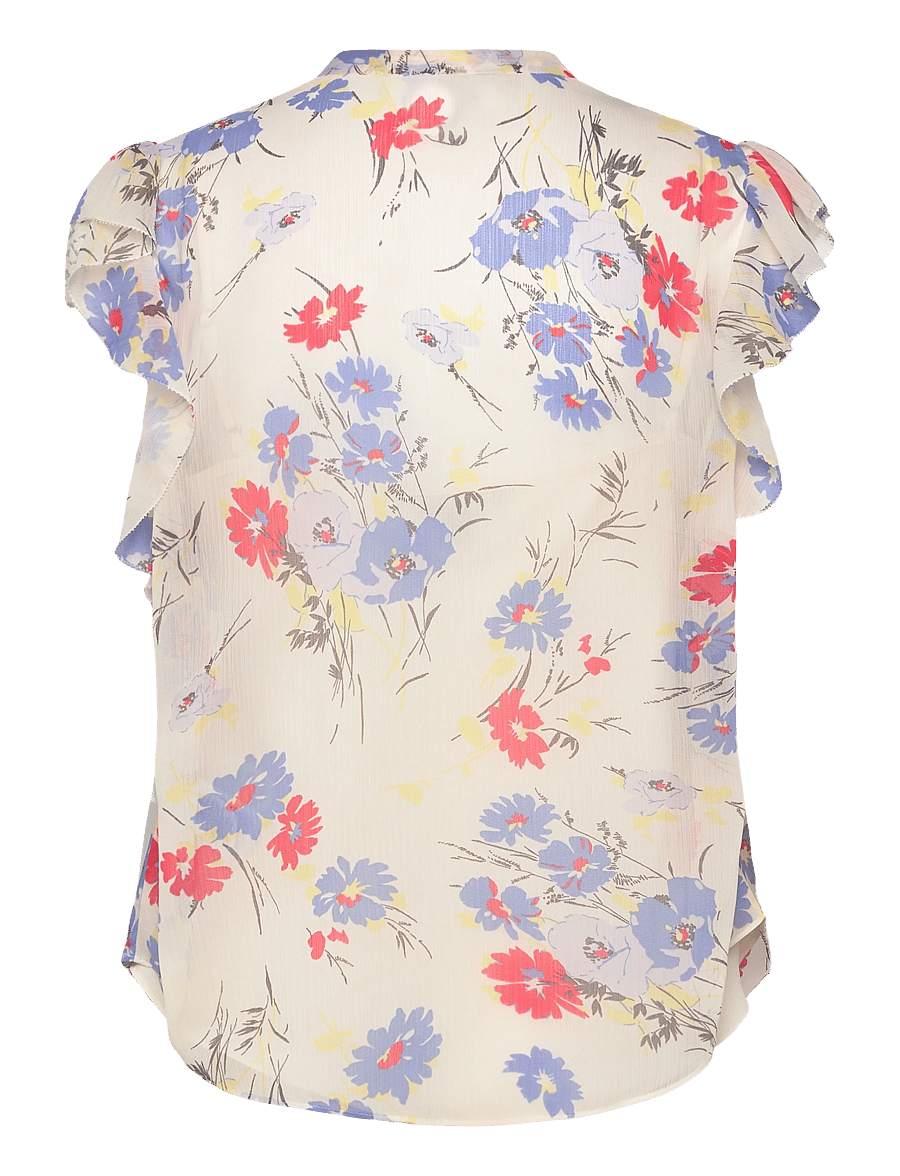 Lauren Ralph Lauren - Floral Pintucked Tie-Neck Blouse - Ærmeløse bluser - cream multi - 2