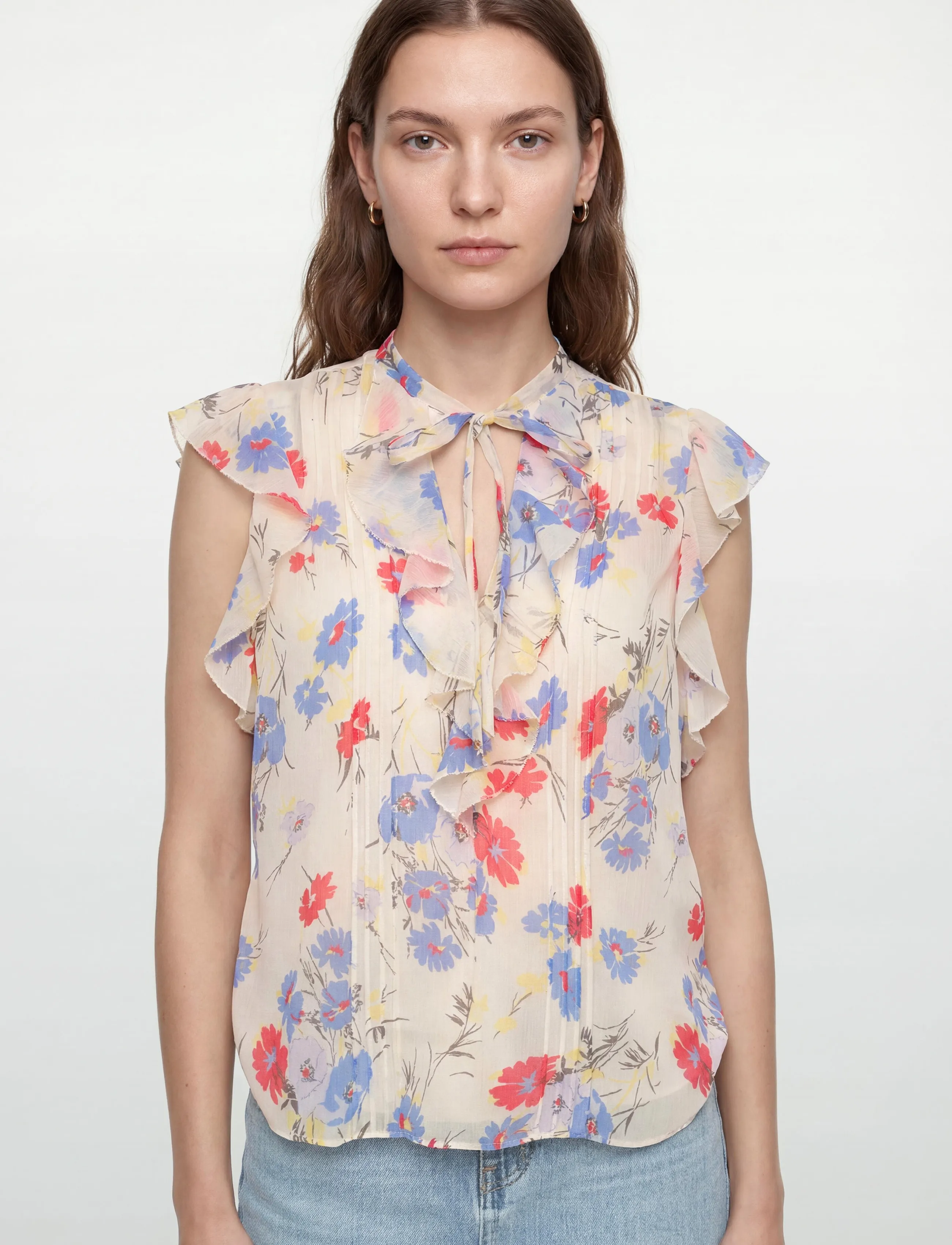 Lauren Ralph Lauren Floral Pintucked Tie-Neck Blouse blusar dam – bild 2