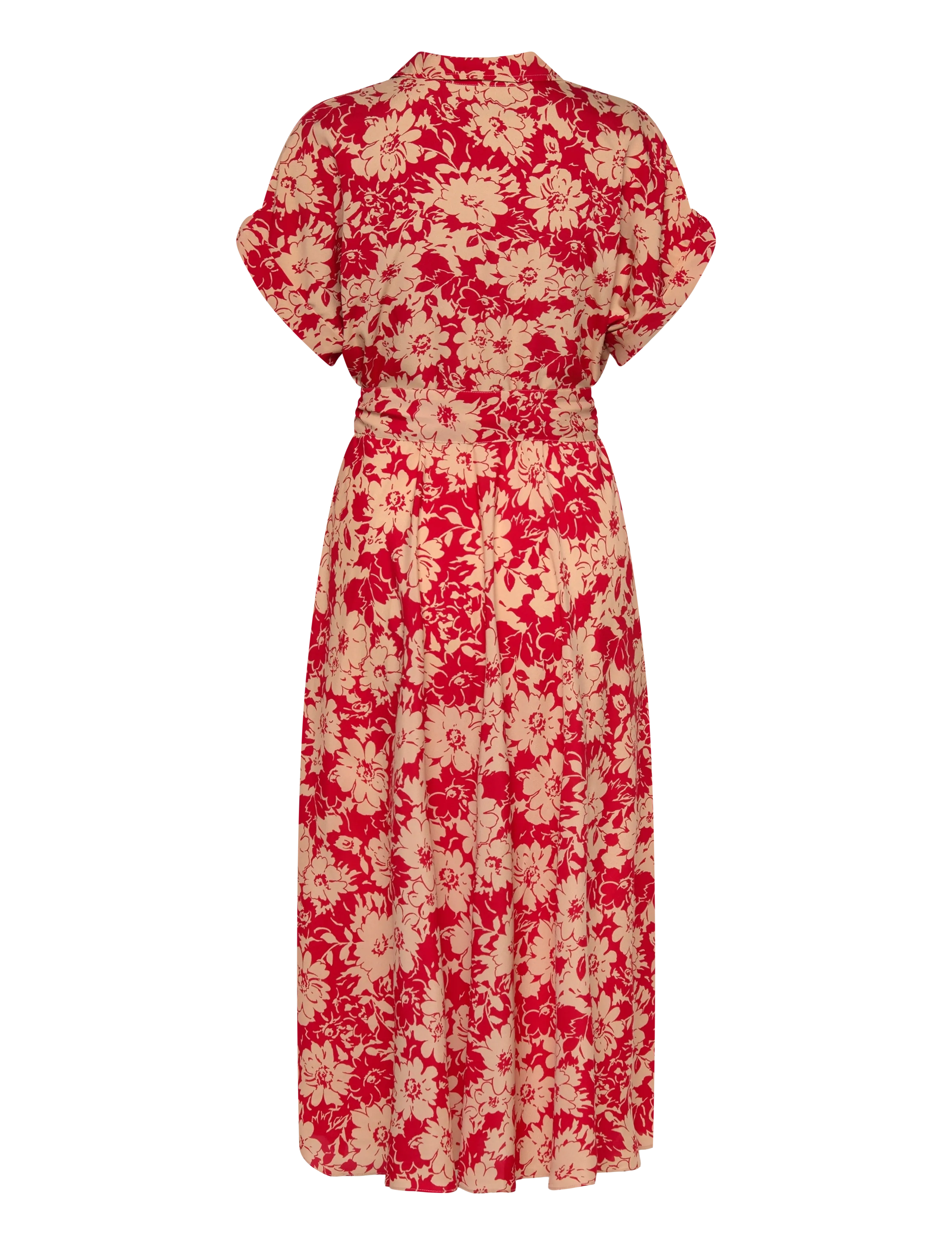 Lauren Ralph Lauren - Floral Belted Crepe Dress - vasarinės suknelės - red/tan - 2