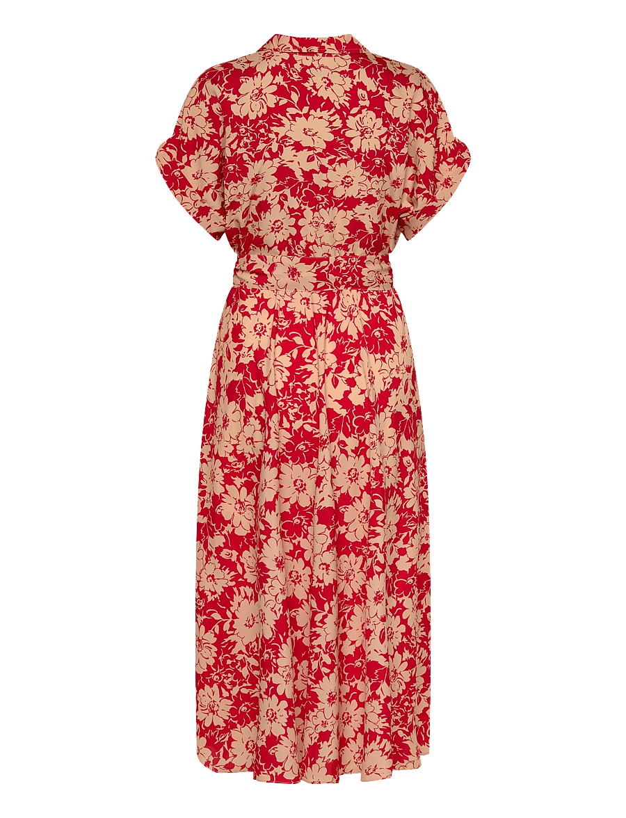 Lauren Ralph Lauren - Floral Belted Crepe Dress - robes d'été - red/tan - 2