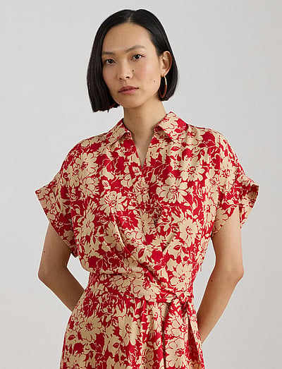 Lauren Ralph Lauren Floral Belted Crepe Dress - Hõlmikkleidid - RED/TAN / red