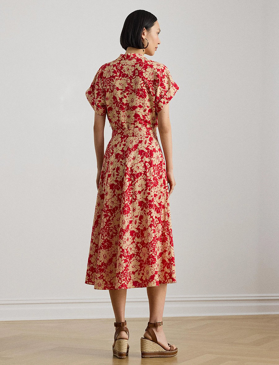 Lauren Ralph Lauren - Floral Belted Crepe Dress - robes d'été - red/tan - 3