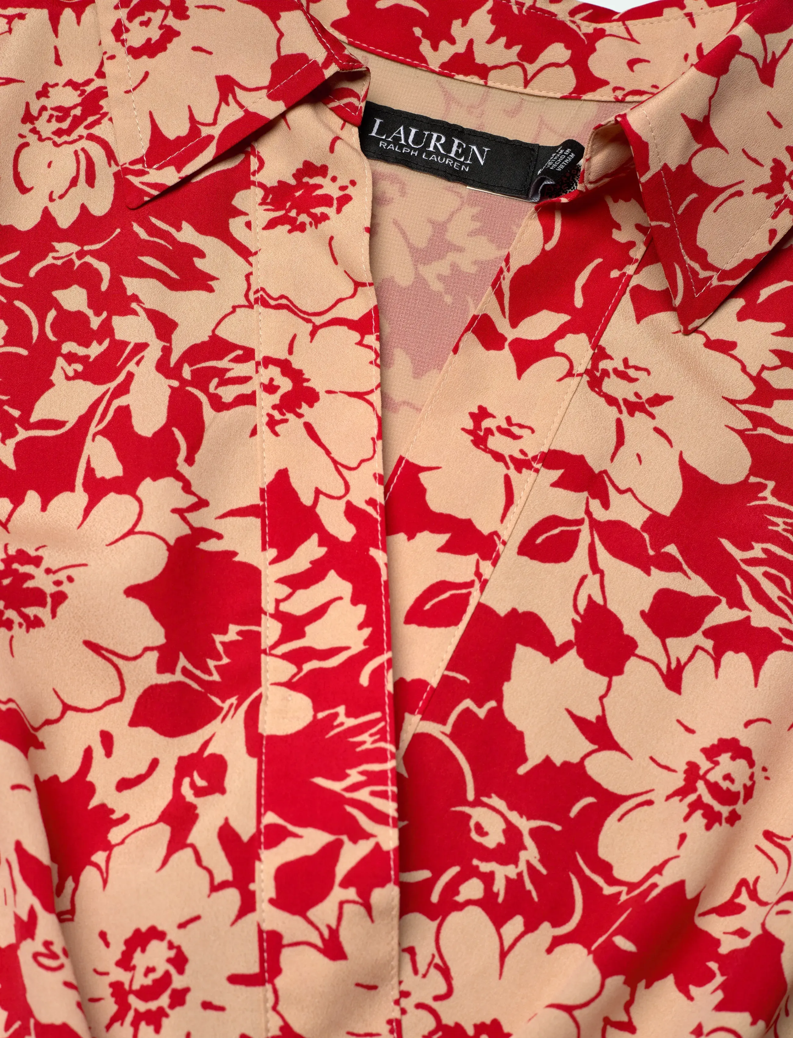 Lauren Ralph Lauren - Floral Belted Crepe Dress - vasarinės suknelės - red/tan - 4