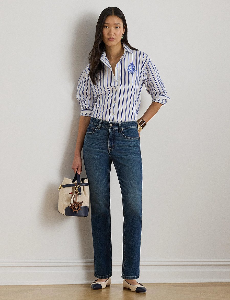 Lauren Ralph Lauren - Y/D 70'S BROADCLOTH-WVN-SHIRT - langärmlige hemden - blue/white multi - 0