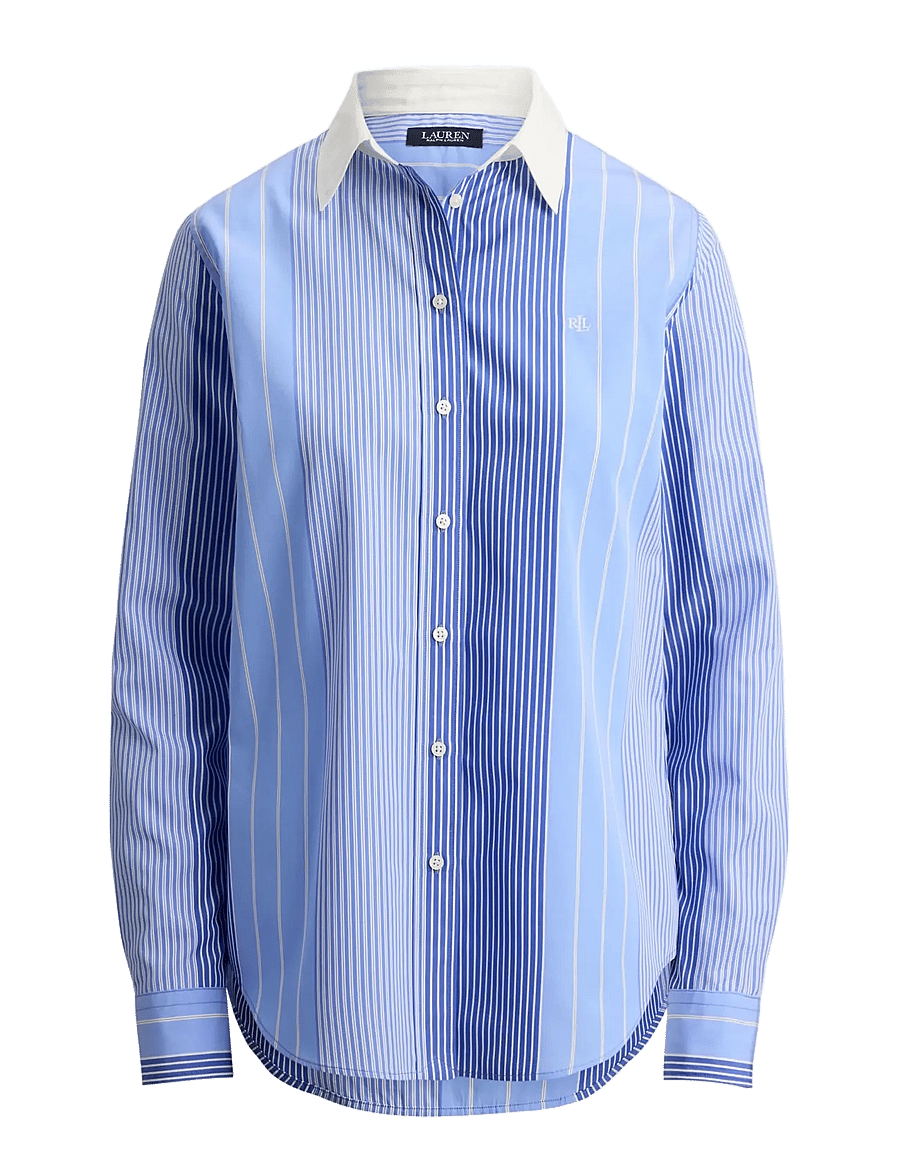 Lauren Ralph Lauren - Y/D 70S BROADCLOTH-WVN-SHIRT - langærmede skjorter - blue/white multi - 1