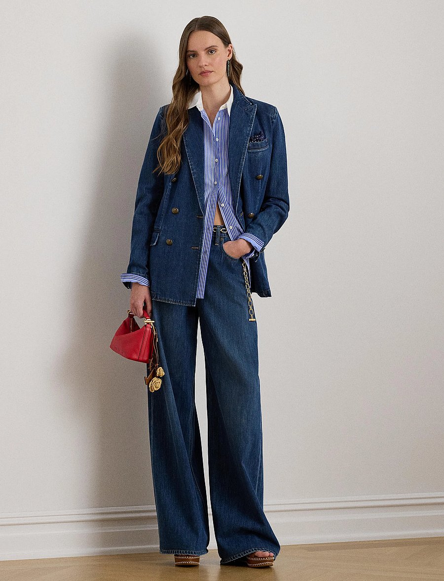 Lauren Ralph Lauren - Y/D 70S BROADCLOTH-WVN-SHIRT - langærmede skjorter - blue/white multi - 0