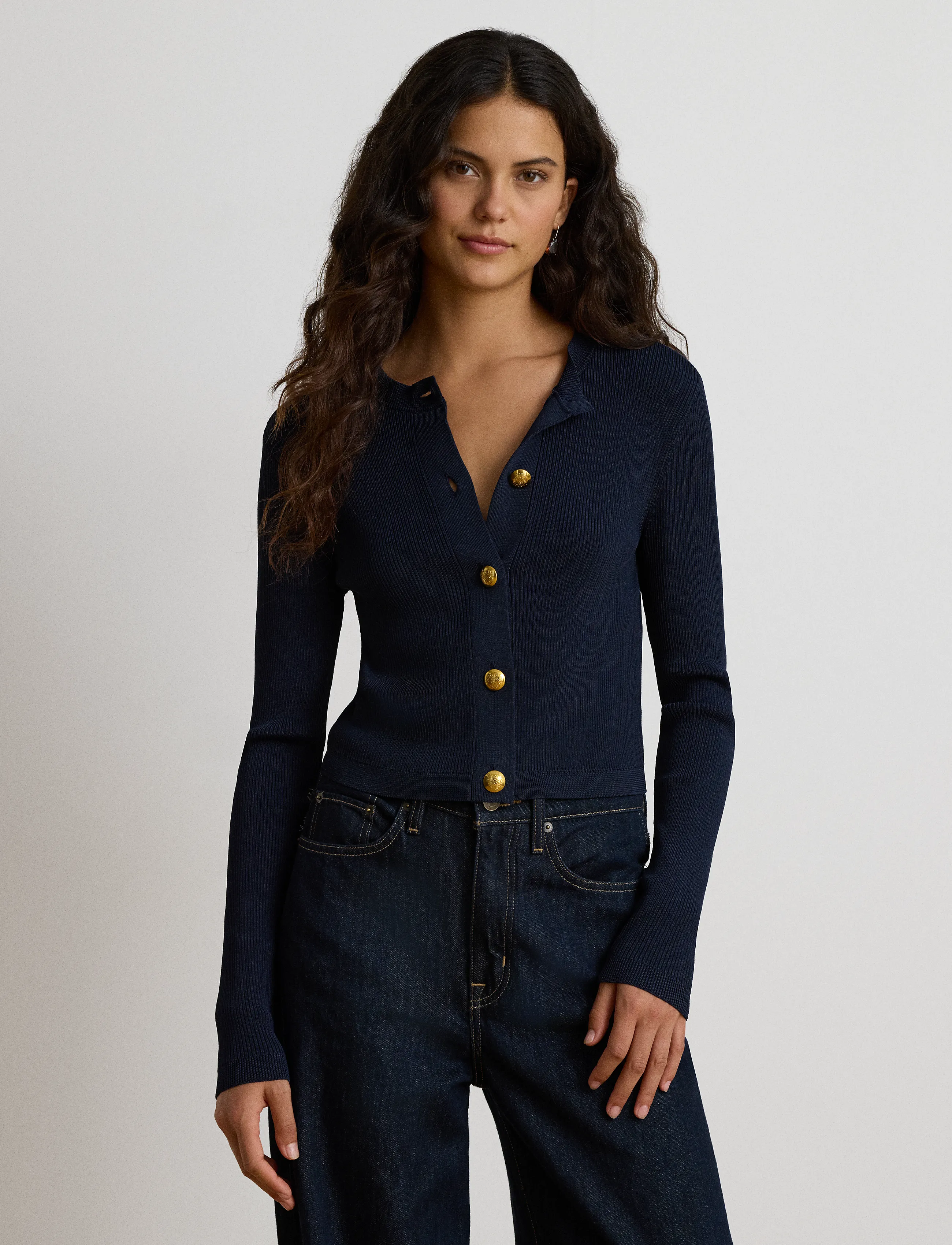 Lauren Ralph Lauren - Rib-Knit Crewneck Cardigan - lauren navy - 1