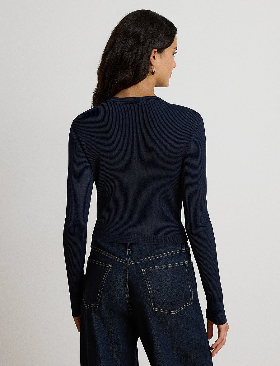 Lauren Ralph Lauren - Rib-Knit Crewneck Cardigan - lauren navy - 4