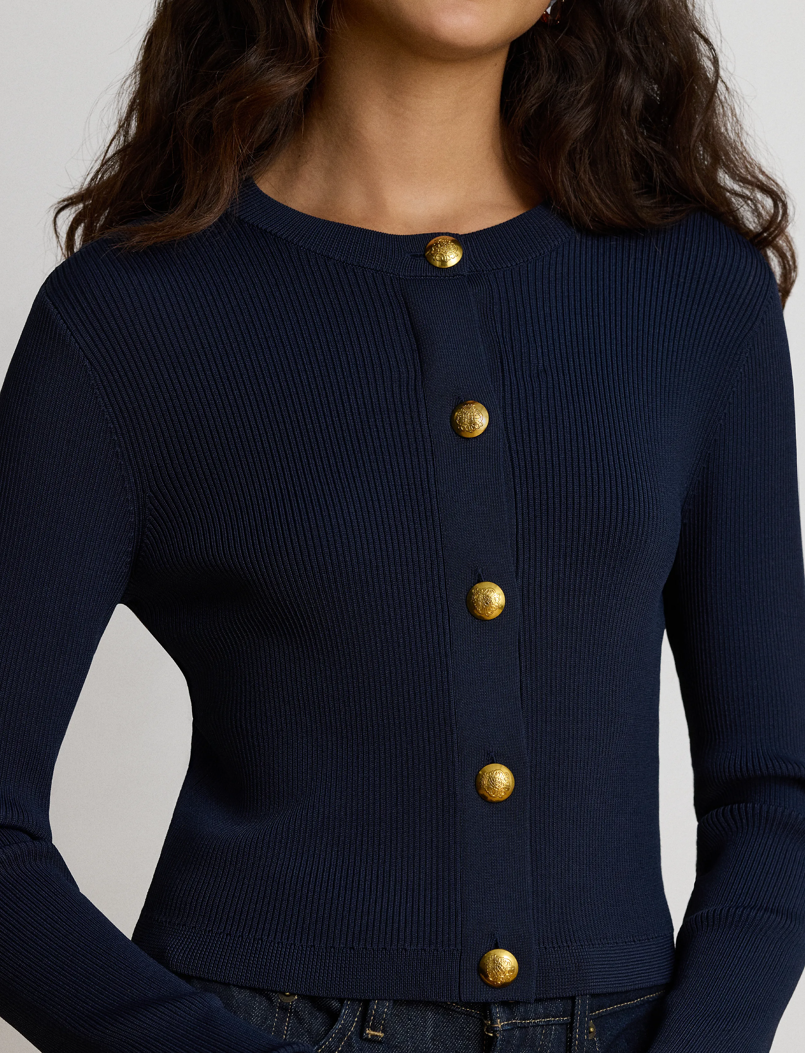 Lauren Ralph Lauren - Rib-Knit Crewneck Cardigan - lauren navy - 5