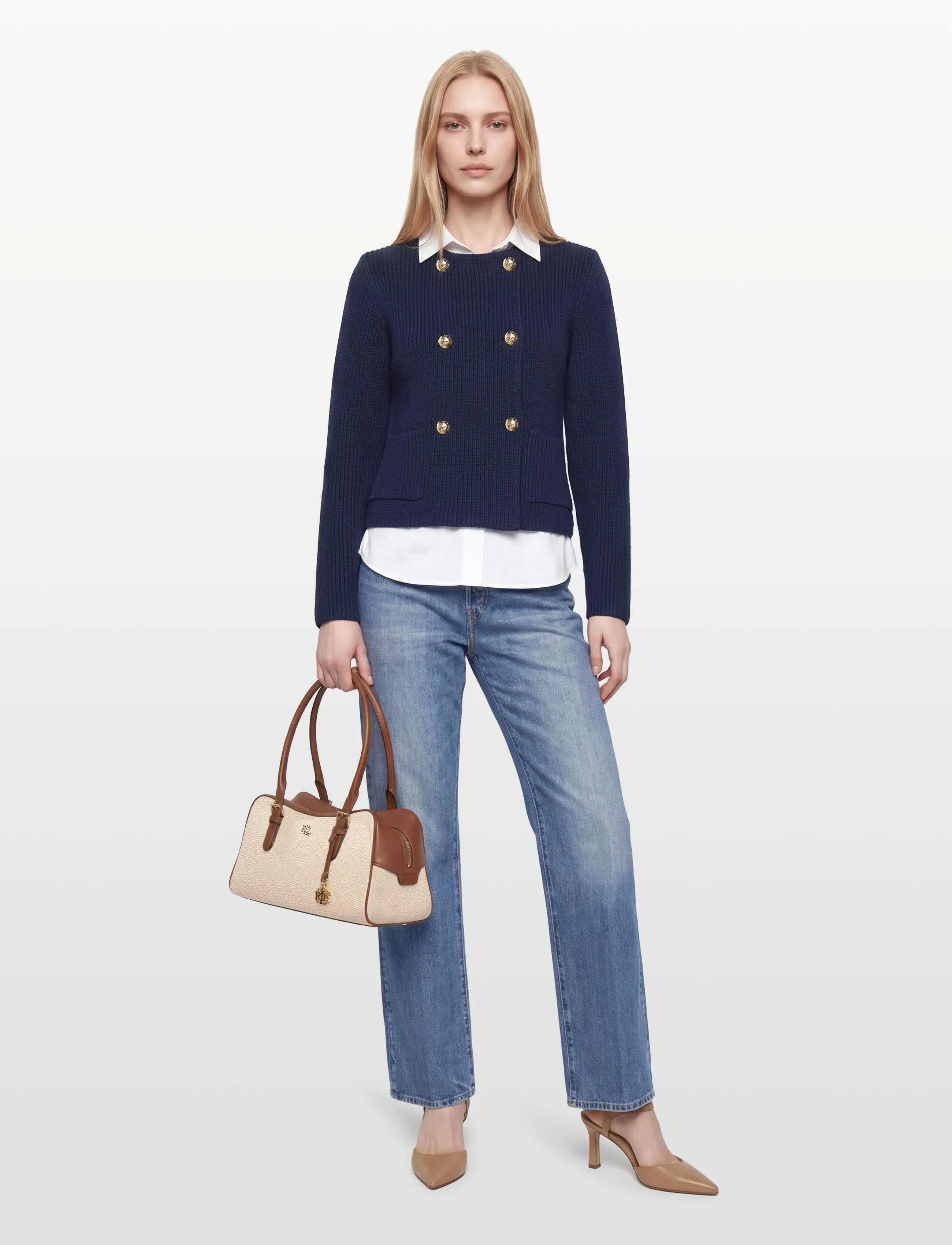 Lauren Ralph Lauren COMBED COTTON-SWEATER-CARDIGAN - Strickmode - REFINED NAVY / navy